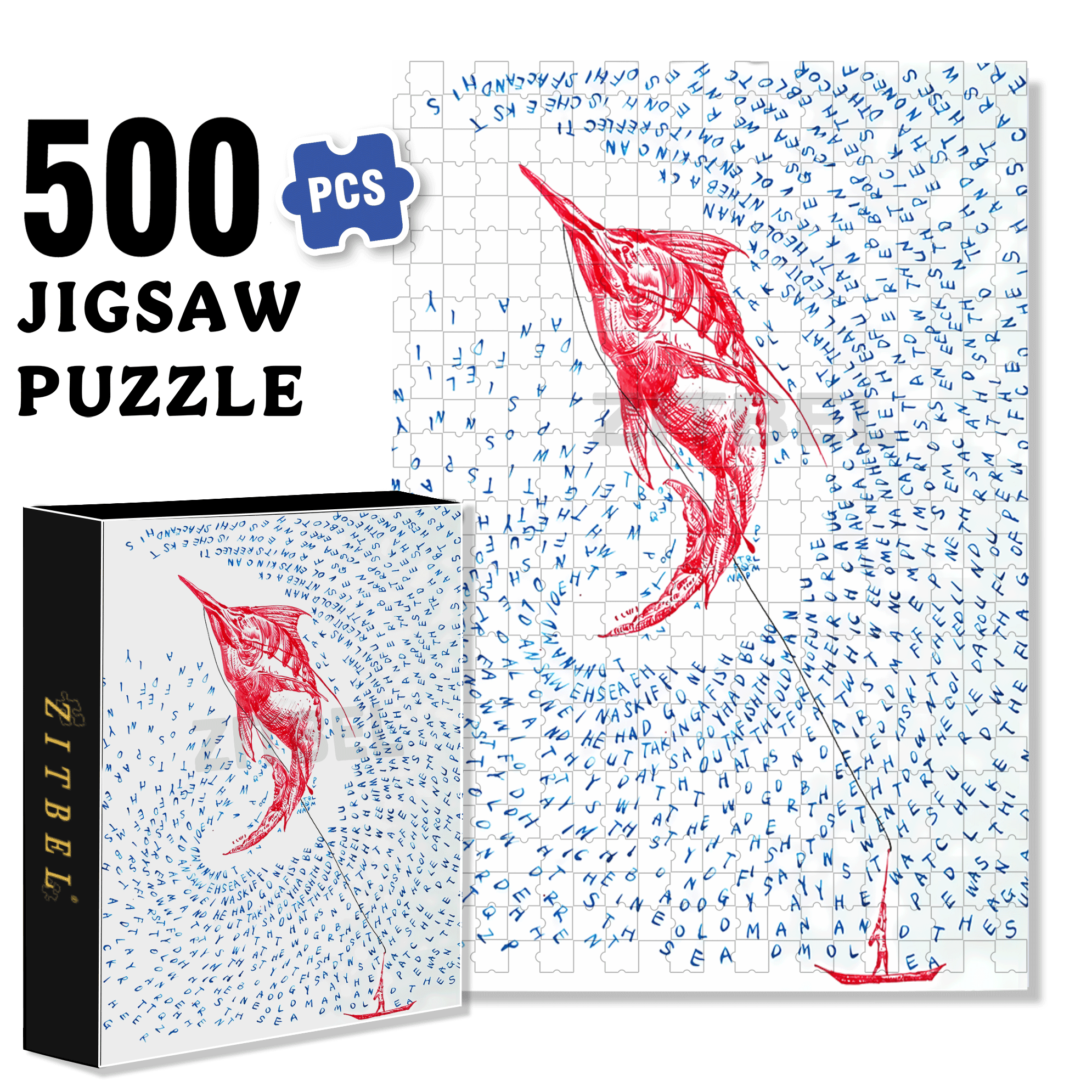 The Old Man And The Sea 500pcs/1000pcs Jigsaw Puzzle, Scratch-Resistant, Interactive Family Game & Brain-Boosting DIY Decor, Perfect for Halloween, Christmas & New Year Gifts, Family Puzzle Game