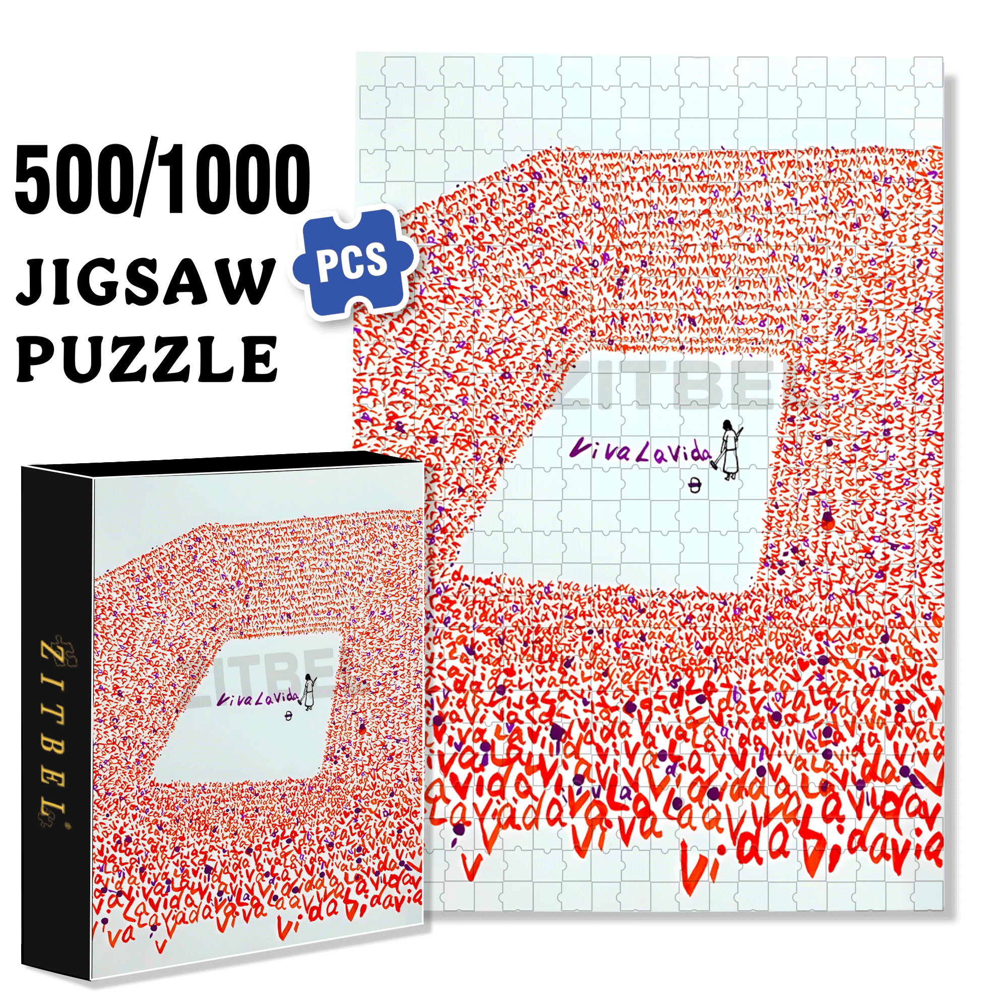 Viva La Vida! 500pcs/1000pcs Jigsaw Puzzle, Scratch-Resistant, Interactive Family Game & Brain-Boosting DIY Decor, Perfect for Halloween, Christmas & New Year Gifts, Family Puzzle Game