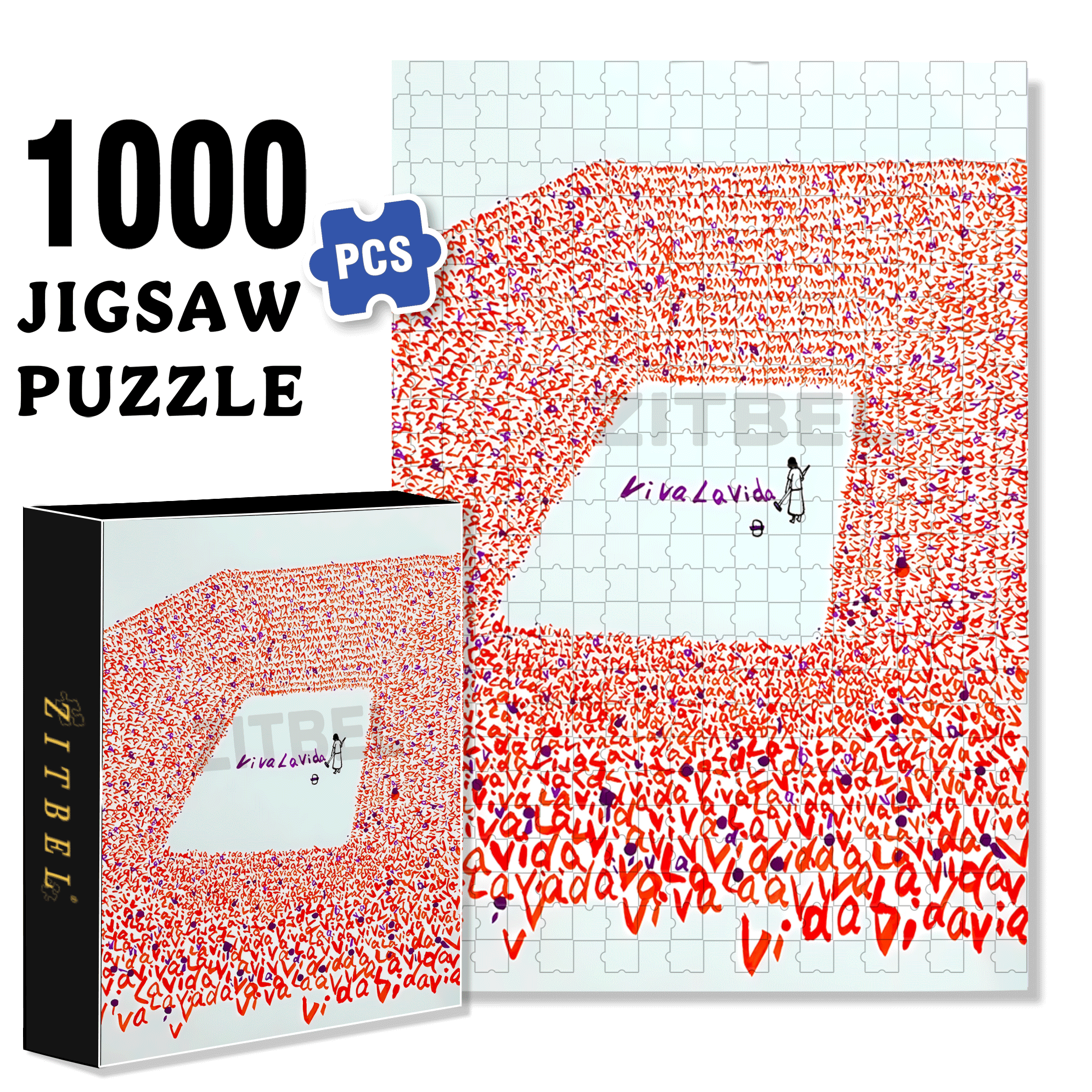 Viva La Vida! 500pcs/1000pcs Jigsaw Puzzle, Scratch-Resistant, Interactive Family Game & Brain-Boosting DIY Decor, Perfect for Halloween, Christmas & New Year Gifts, Family Puzzle Game