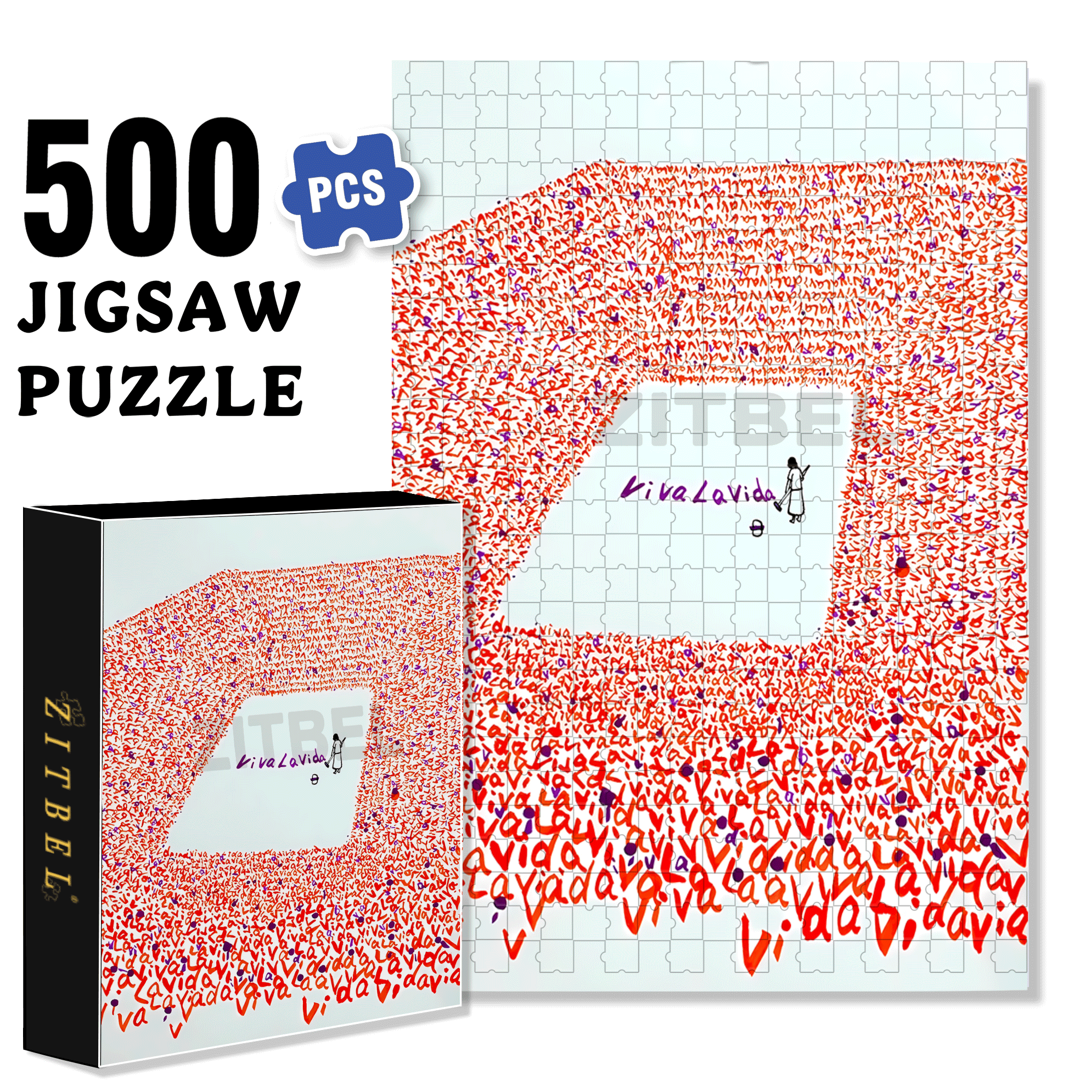 Viva La Vida! 500pcs/1000pcs Jigsaw Puzzle, Scratch-Resistant, Interactive Family Game & Brain-Boosting DIY Decor, Perfect for Halloween, Christmas & New Year Gifts, Family Puzzle Game