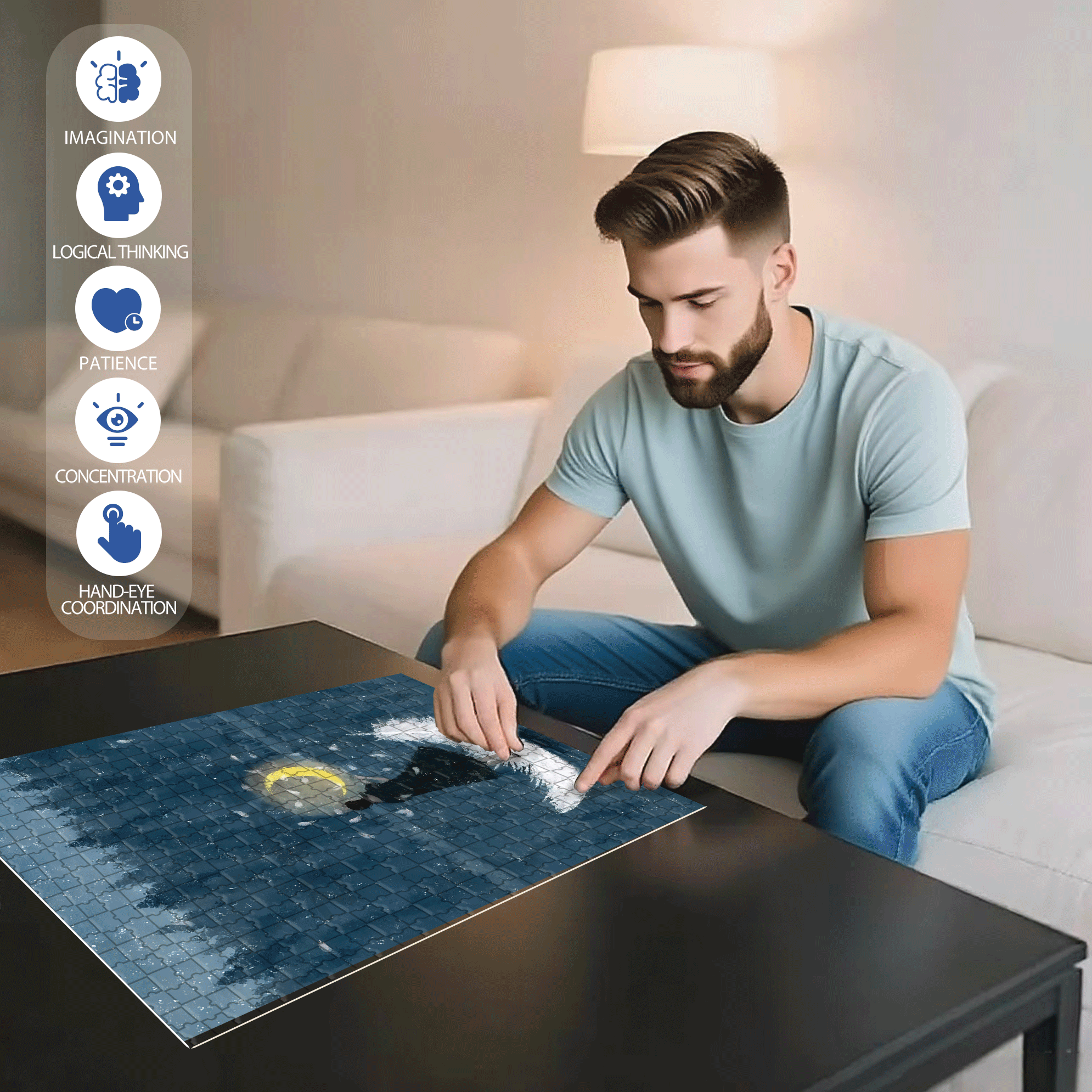 Within Reach 500pcs/1000pcs Jigsaw Puzzle, Scratch-Resistant, Interactive Family Game & Brain-Boosting DIY Decor, Perfect for Halloween, Christmas & New Year Gifts, Family Puzzle Game