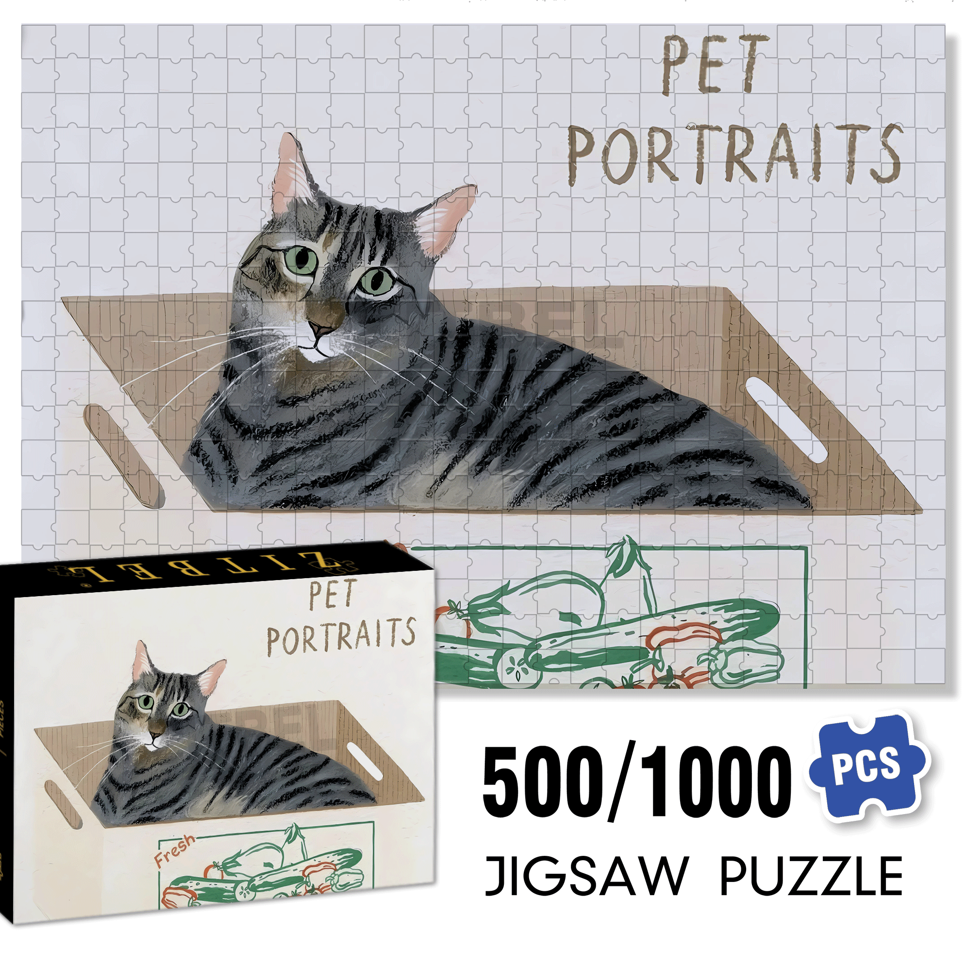 Animal Friends 10 500pcs/1000pcs Jigsaw Puzzle, Scratch-Resistant, Interactive Family Game & Brain-Boosting DIY Decor, Perfect for Halloween, Christmas & New Year Gifts, Family Puzzle Game
