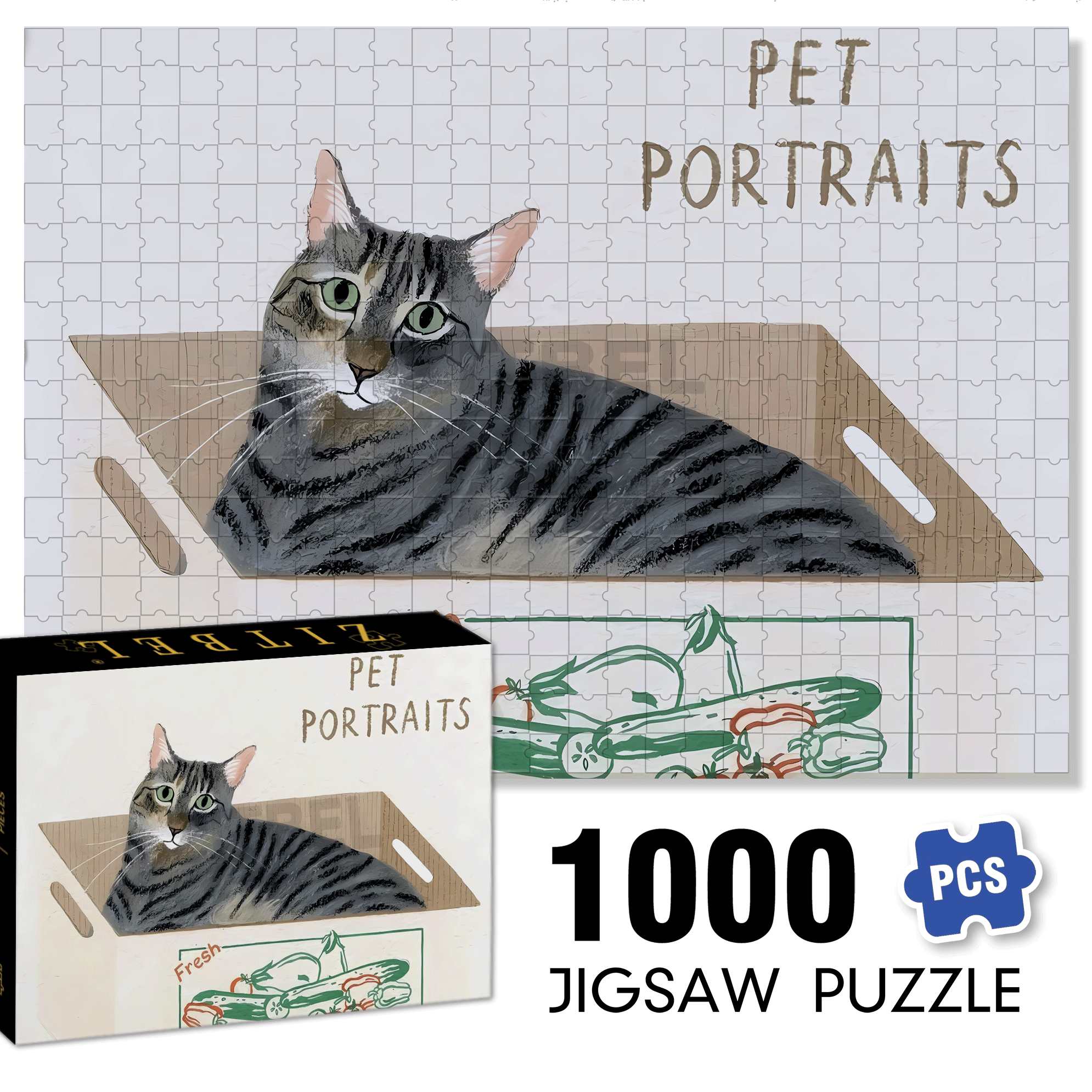 Animal Friends 10 500pcs/1000pcs Jigsaw Puzzle, Scratch-Resistant, Interactive Family Game & Brain-Boosting DIY Decor, Perfect for Halloween, Christmas & New Year Gifts, Family Puzzle Game