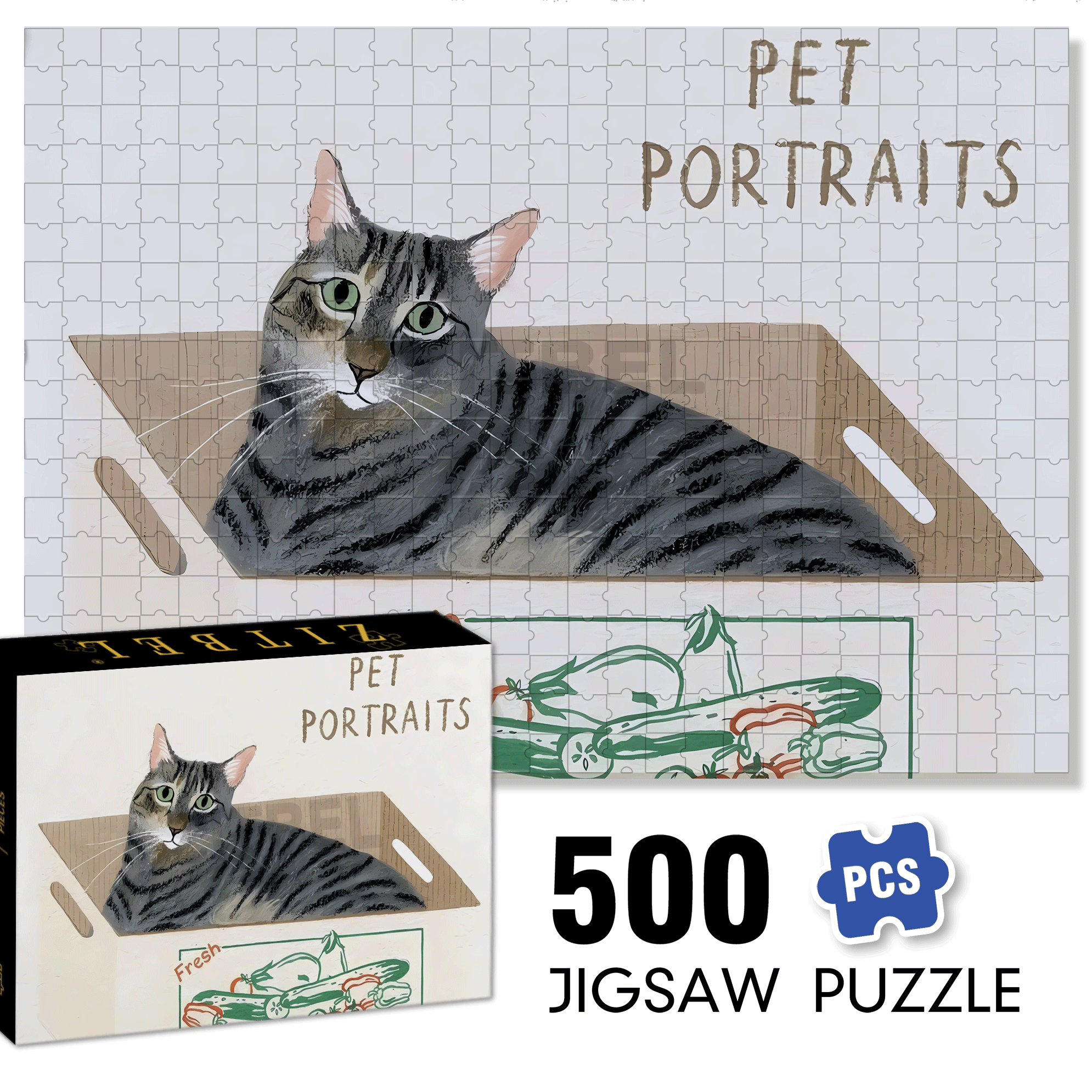 Animal Friends 10 500pcs/1000pcs Jigsaw Puzzle, Scratch-Resistant, Interactive Family Game & Brain-Boosting DIY Decor, Perfect for Halloween, Christmas & New Year Gifts, Family Puzzle Game