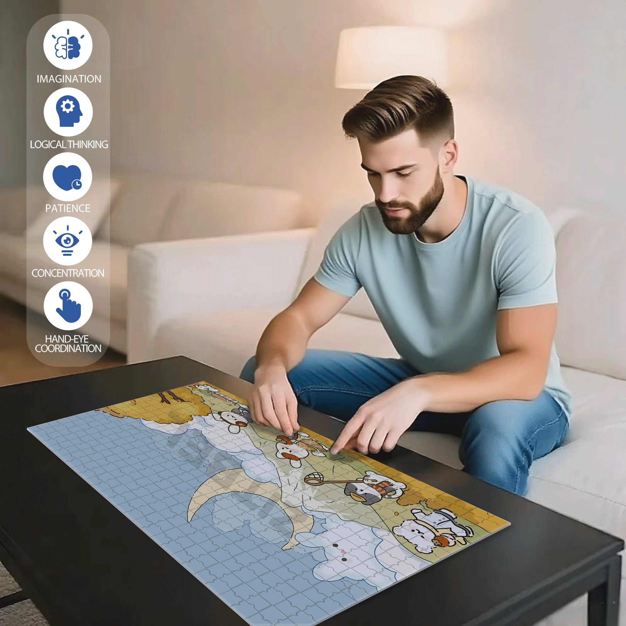 Autumn Journey 500pcs/1000pcs Jigsaw Puzzle, Scratch-Resistant, Interactive Family Game & Brain-Boosting DIY Decor, Perfect for Halloween, Christmas & New Year Gifts, Family Puzzle Game