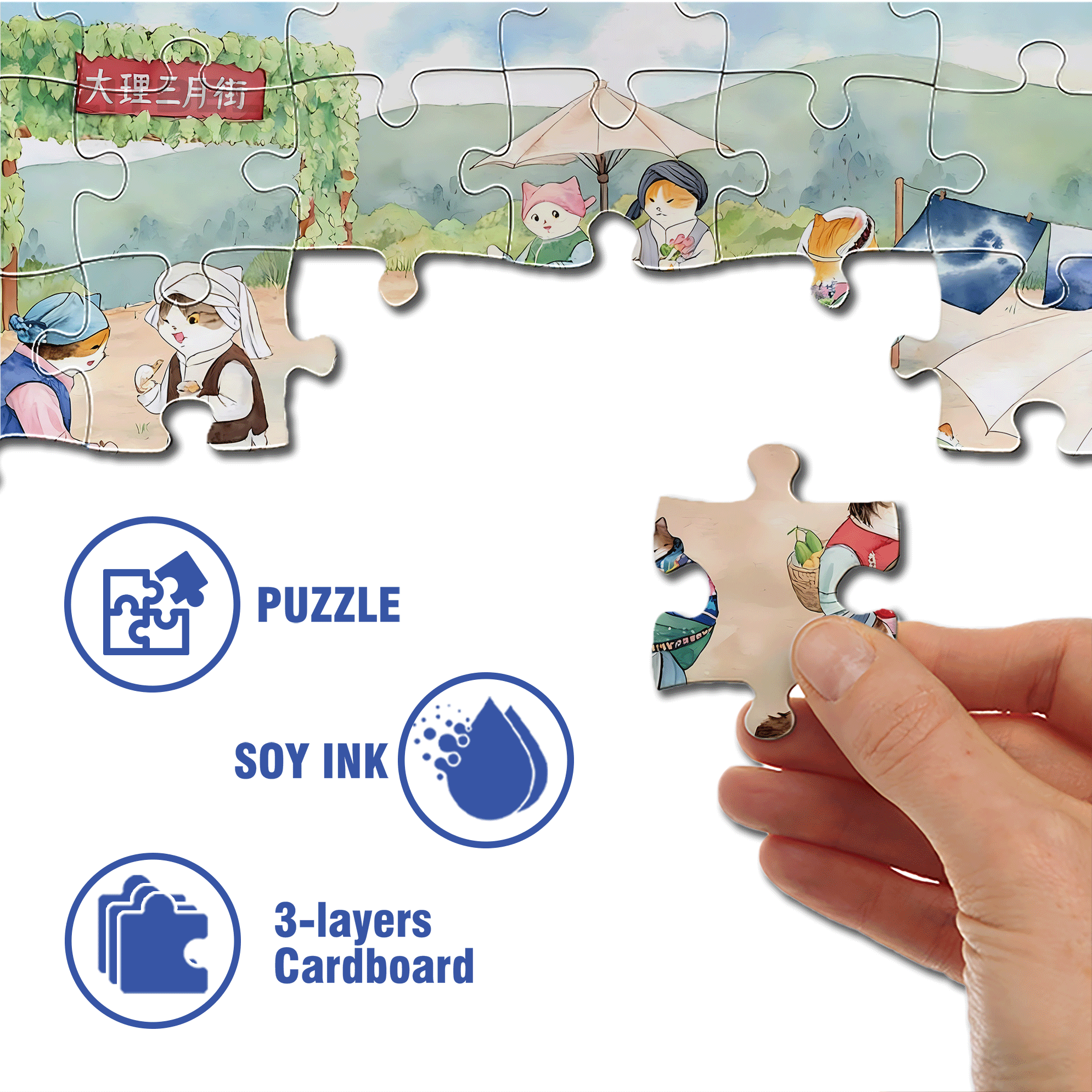 Bai Ethnic Group 500pcs/1000pcs Jigsaw Puzzle, Scratch-Resistant, Interactive Family Game & Brain-Boosting DIY Decor, Perfect for Halloween, Christmas & New Year Gifts, Family Puzzle Game