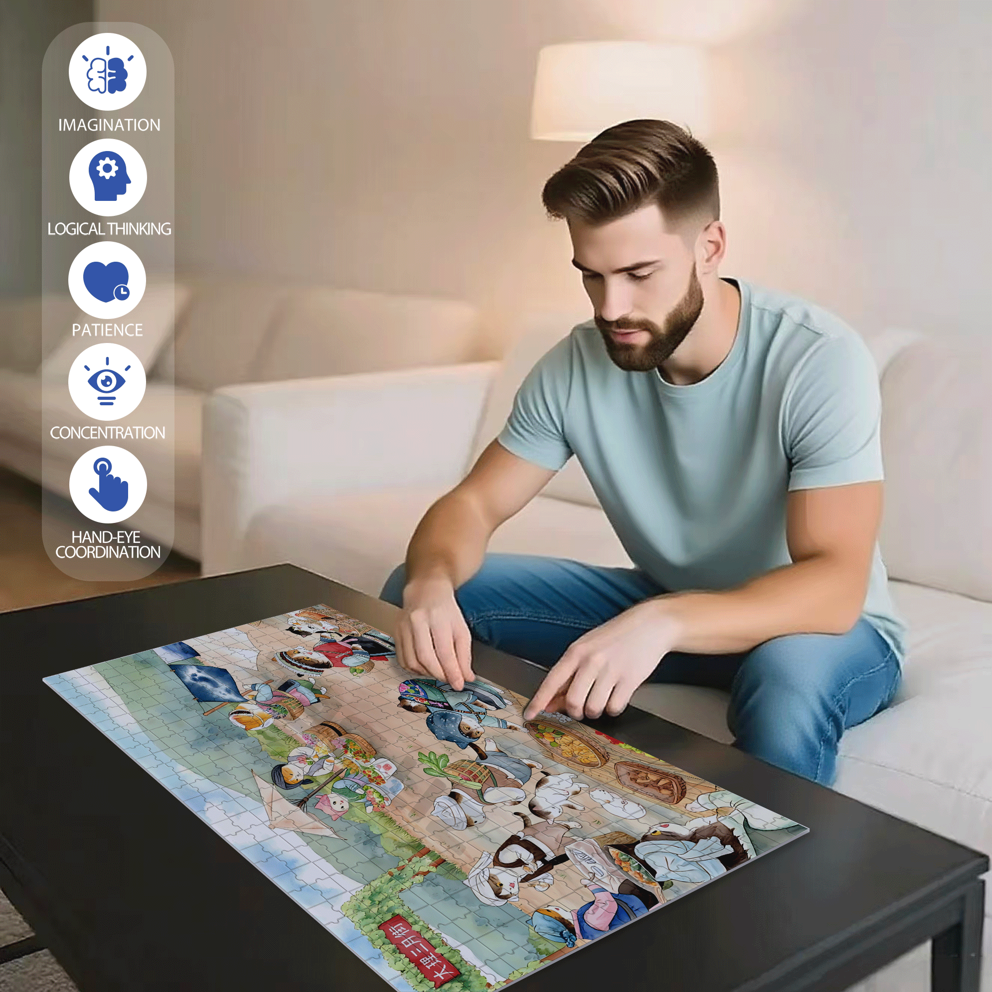 Bai Ethnic Group 500pcs/1000pcs Jigsaw Puzzle, Scratch-Resistant, Interactive Family Game & Brain-Boosting DIY Decor, Perfect for Halloween, Christmas & New Year Gifts, Family Puzzle Game