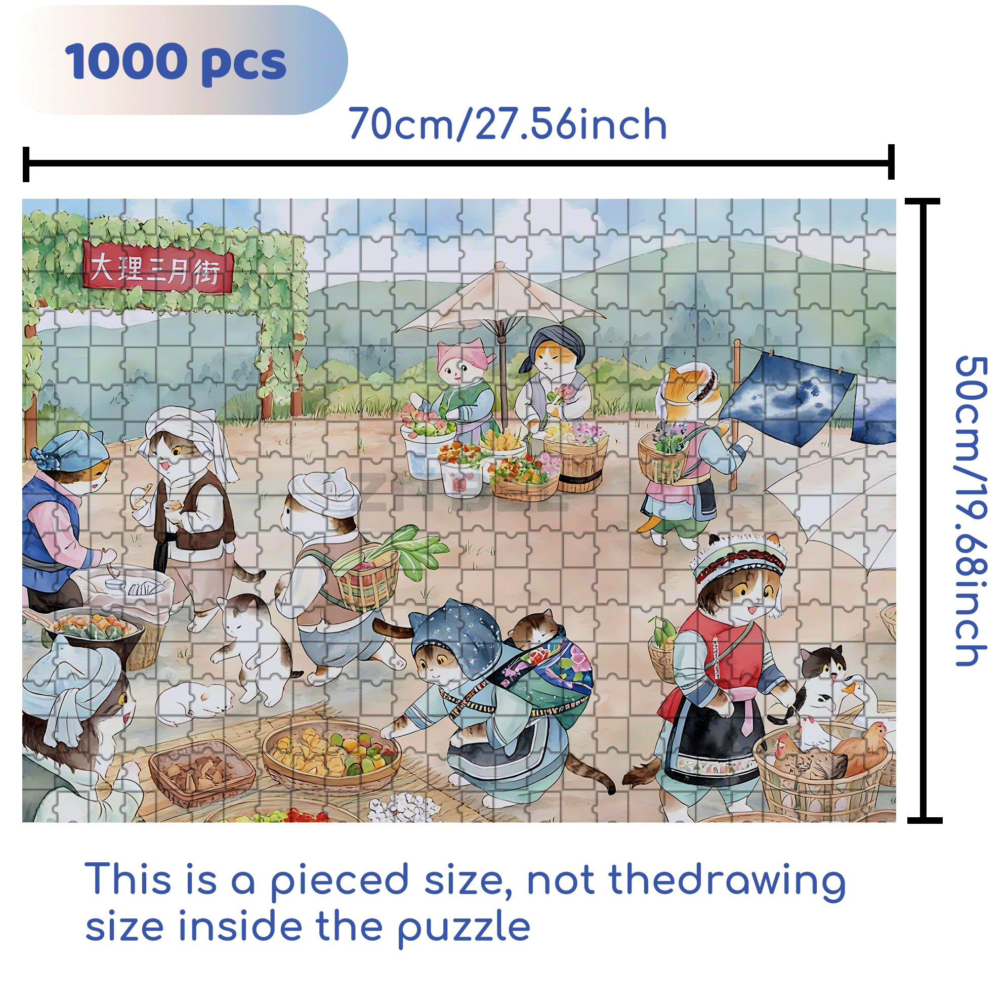 Bai Ethnic Group 500pcs/1000pcs Jigsaw Puzzle, Scratch-Resistant, Interactive Family Game & Brain-Boosting DIY Decor, Perfect for Halloween, Christmas & New Year Gifts, Family Puzzle Game