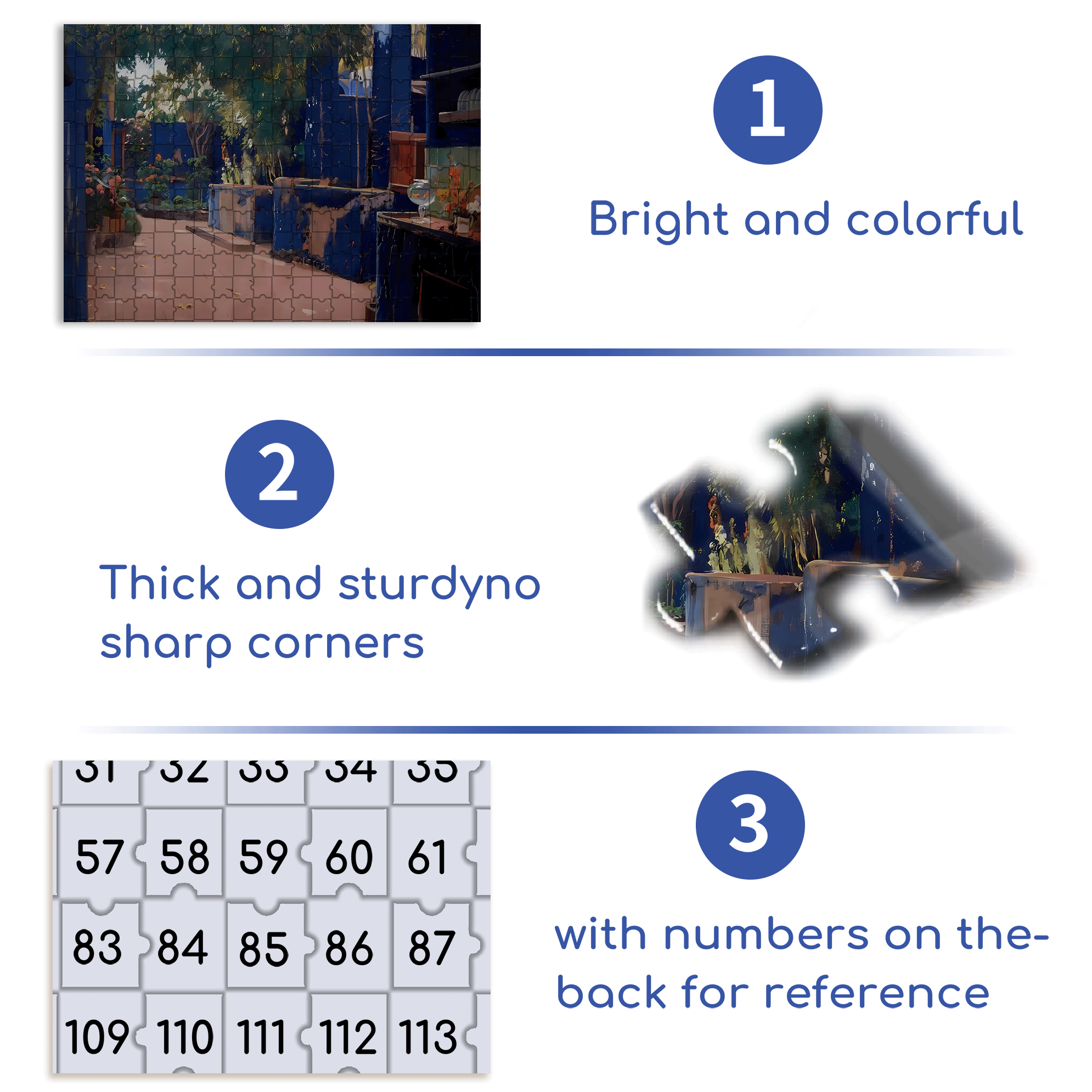 Blue Courtyard 500pcs/1000pcs Jigsaw Puzzle, Scratch-Resistant, Interactive Family Game & Brain-Boosting DIY Decor, Perfect for Halloween, Christmas & New Year Gifts, Family Puzzle Game