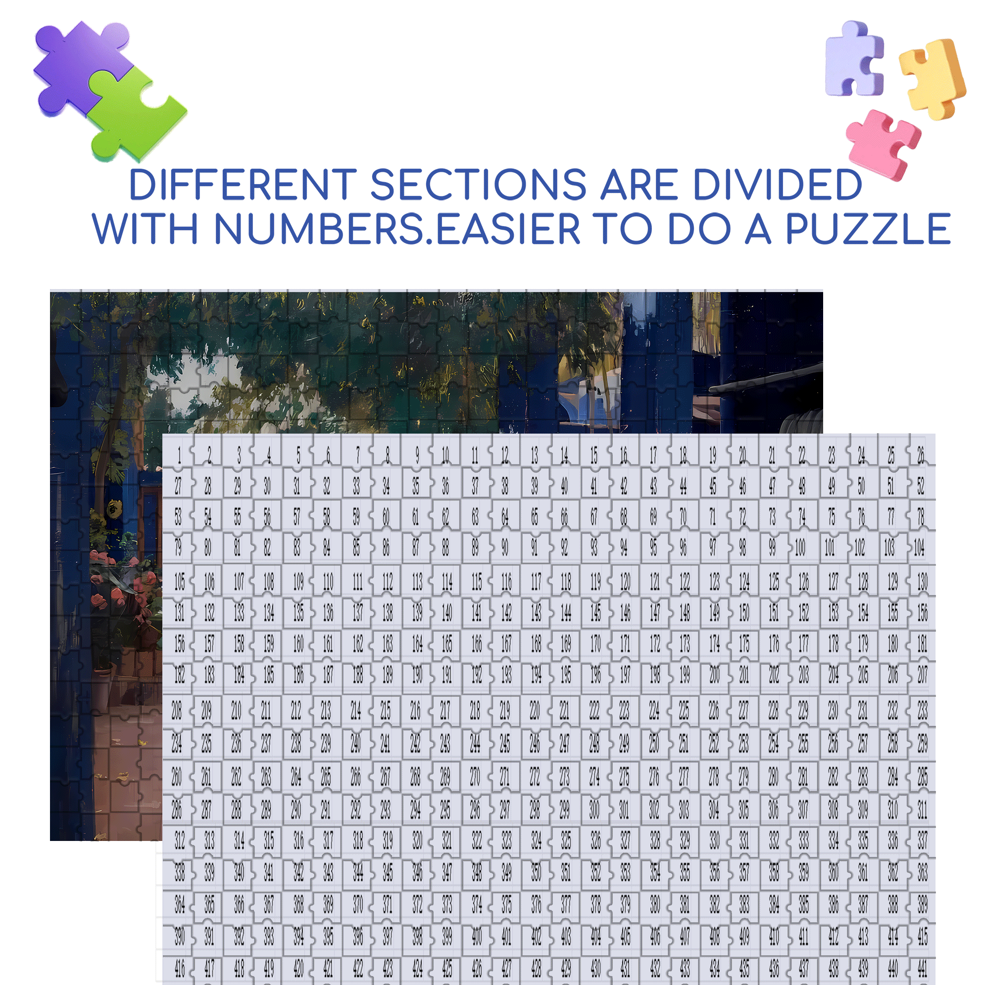 Blue Courtyard 500pcs/1000pcs Jigsaw Puzzle, Scratch-Resistant, Interactive Family Game & Brain-Boosting DIY Decor, Perfect for Halloween, Christmas & New Year Gifts, Family Puzzle Game