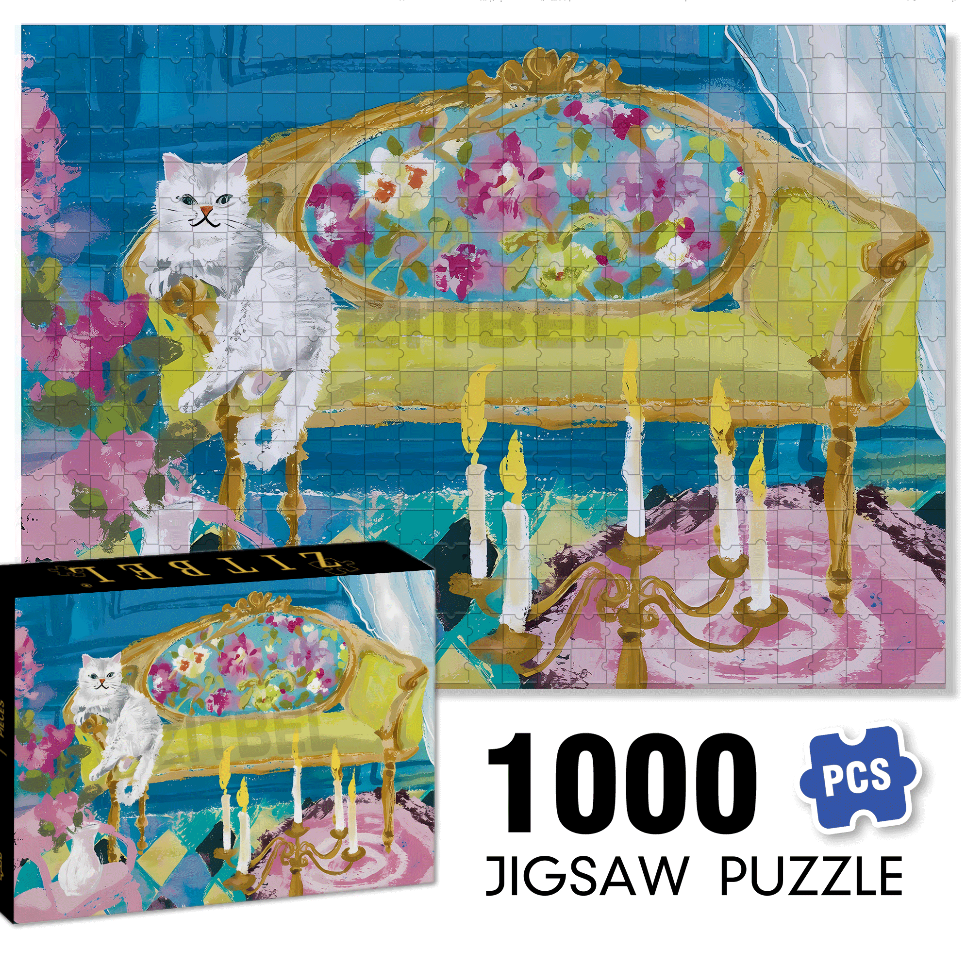 Cat That Loves To Lie On The Sofa 500pcs/1000pcs Jigsaw Puzzle, Scratch-Resistant, Interactive Family Game & Brain-Boosting DIY Decor, Perfect for Halloween, Christmas & New Year Gifts, Family Puzzle Game