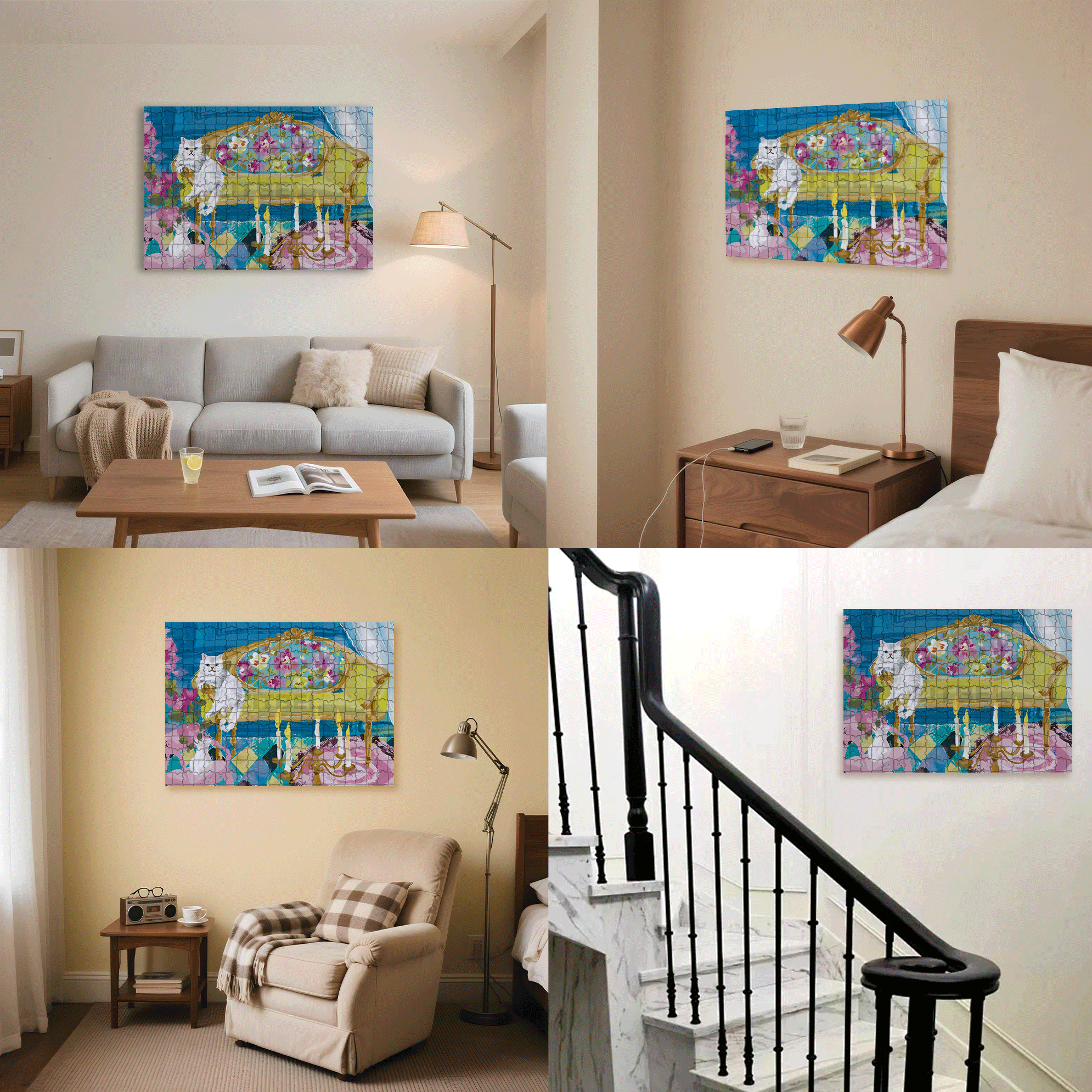 Cat That Loves To Lie On The Sofa 500pcs/1000pcs Jigsaw Puzzle, Scratch-Resistant, Interactive Family Game & Brain-Boosting DIY Decor, Perfect for Halloween, Christmas & New Year Gifts, Family Puzzle Game