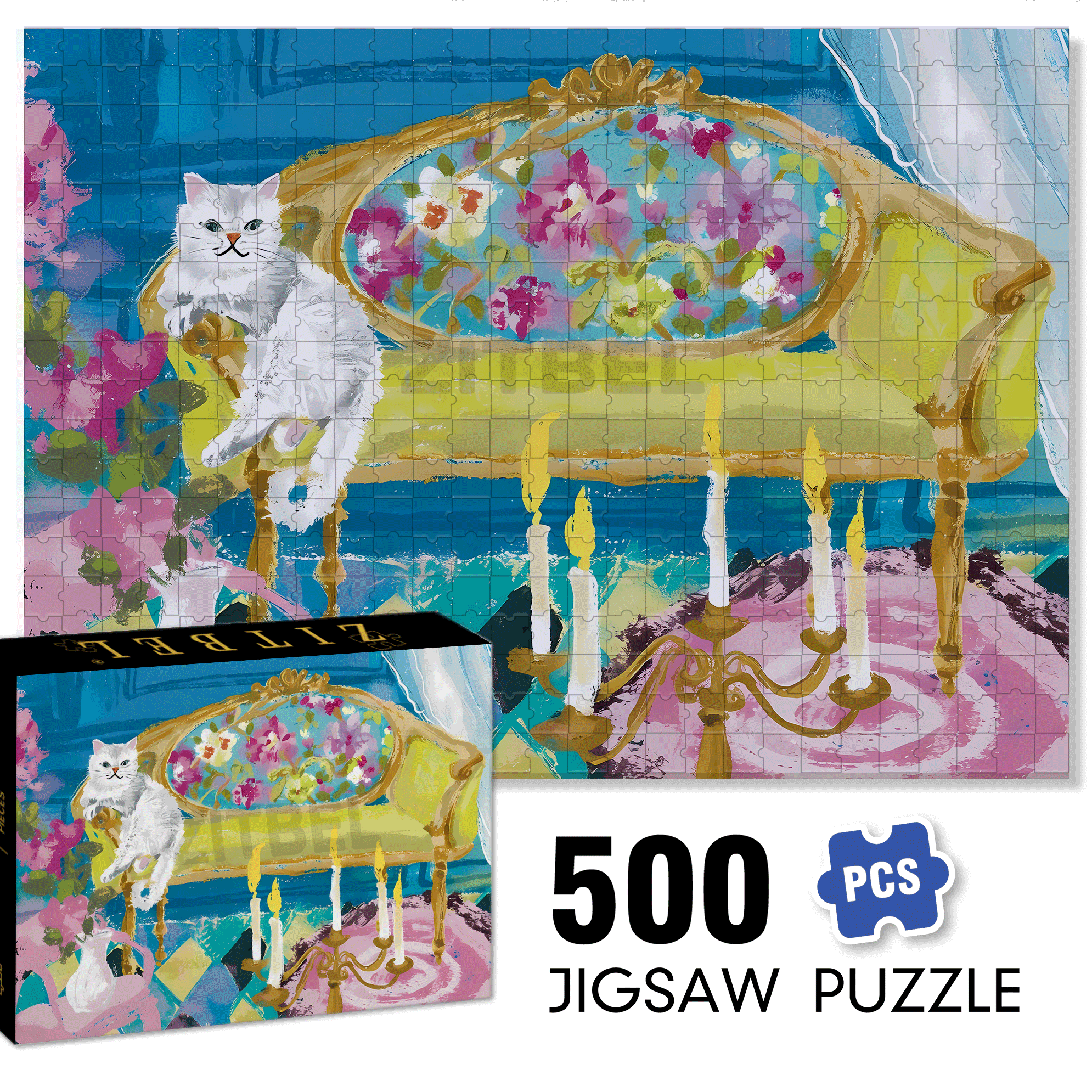 Cat That Loves To Lie On The Sofa 500pcs/1000pcs Jigsaw Puzzle, Scratch-Resistant, Interactive Family Game & Brain-Boosting DIY Decor, Perfect for Halloween, Christmas & New Year Gifts, Family Puzzle Game