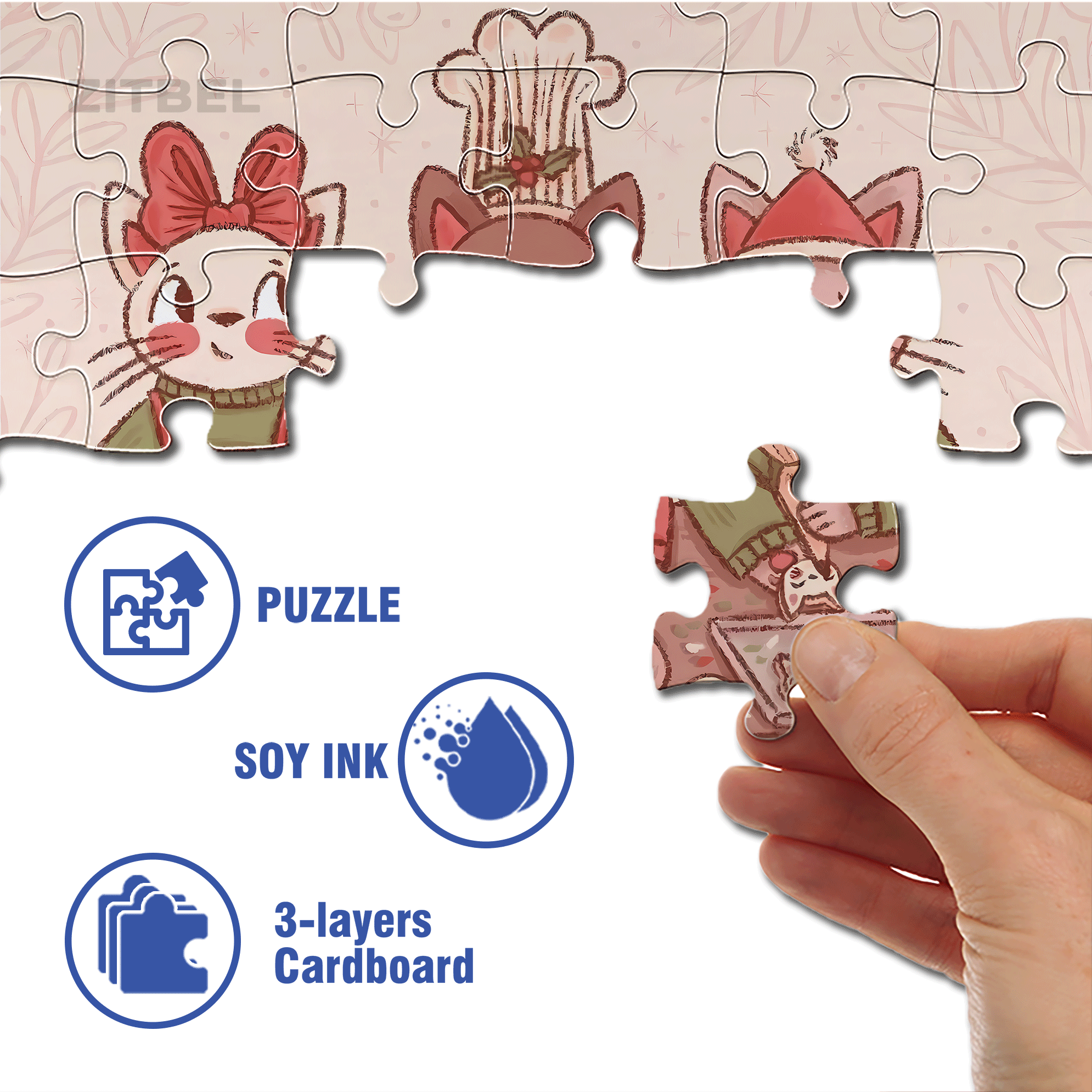 Cat's Cookies 500pcs/1000pcs Jigsaw Puzzle, Scratch-Resistant, Interactive Family Game & Brain-Boosting DIY Decor, Perfect for Halloween, Christmas & New Year Gifts, Family Puzzle Game