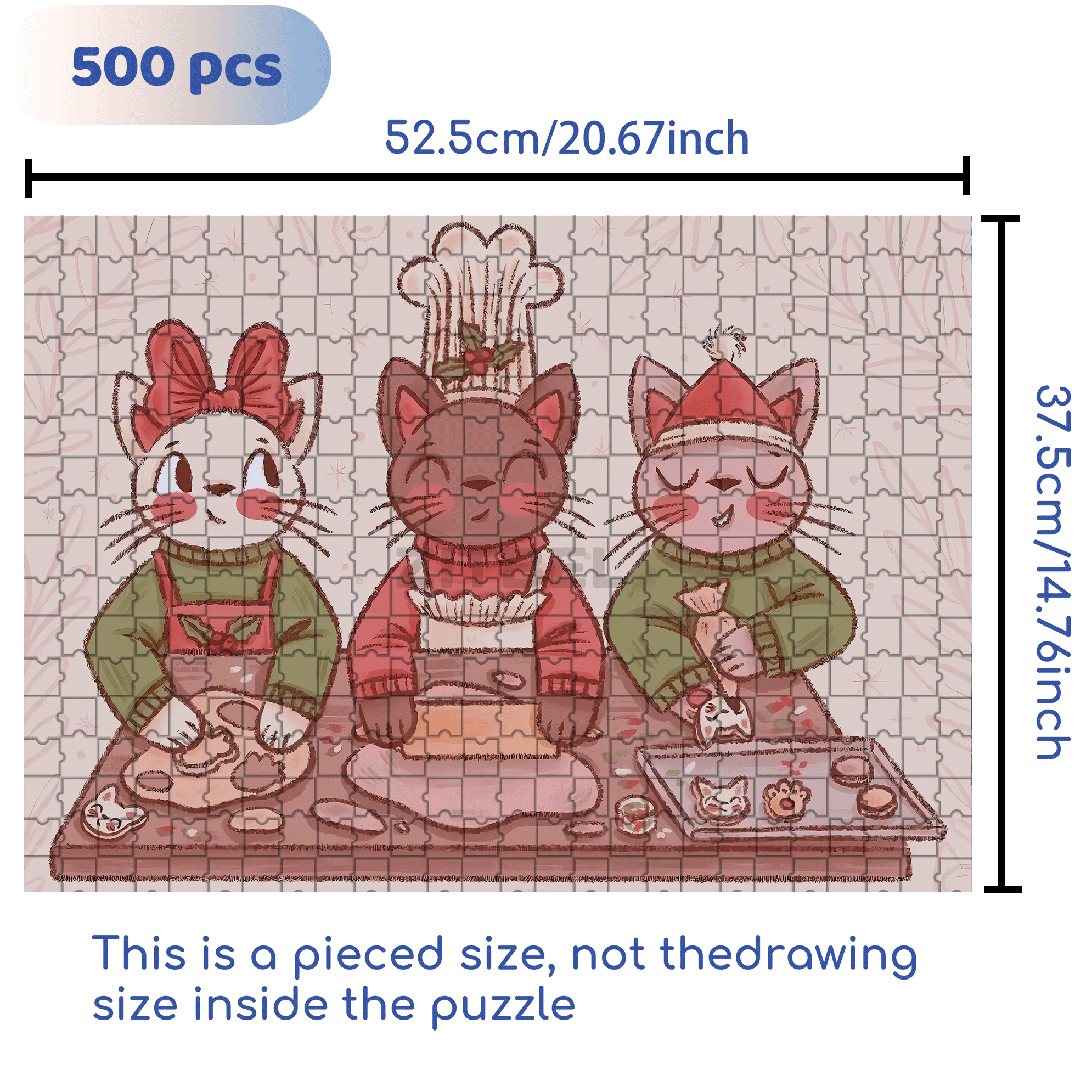 Cat's Cookies 500pcs/1000pcs Jigsaw Puzzle, Scratch-Resistant, Interactive Family Game & Brain-Boosting DIY Decor, Perfect for Halloween, Christmas & New Year Gifts, Family Puzzle Game