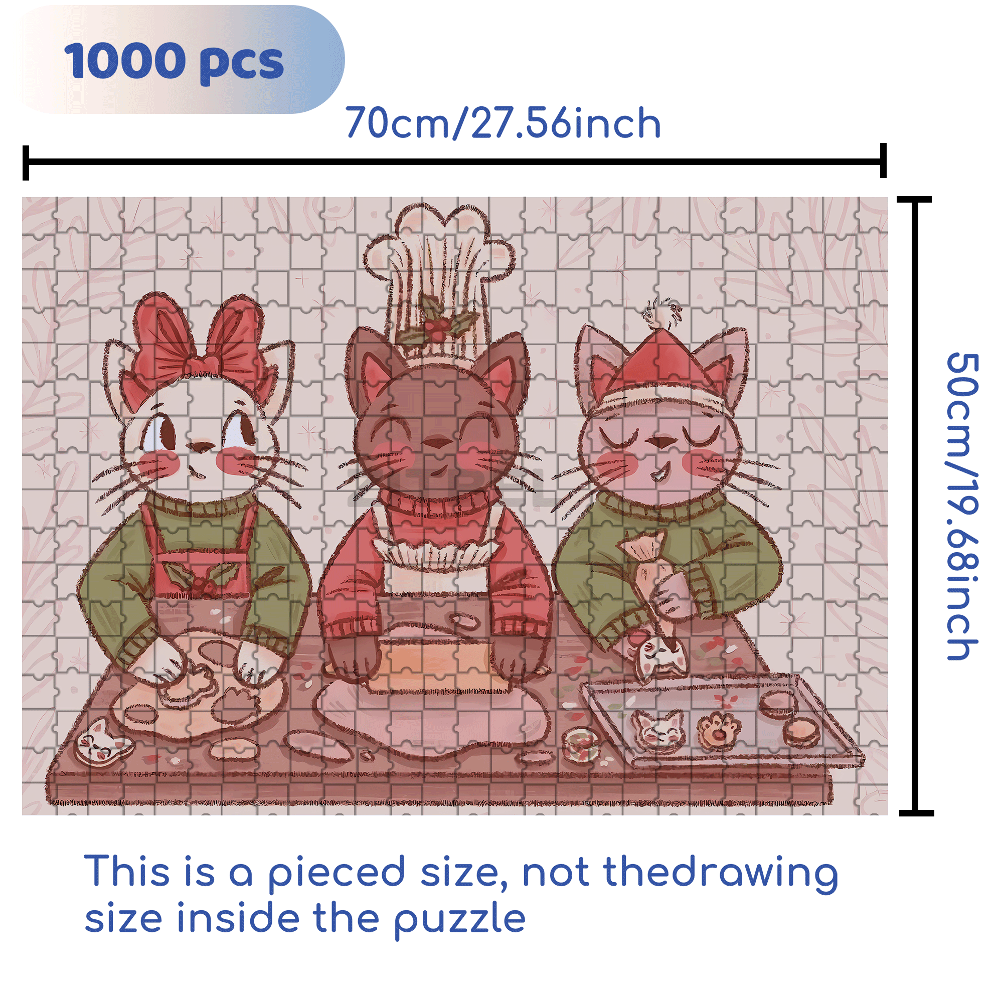 Cat's Cookies 500pcs/1000pcs Jigsaw Puzzle, Scratch-Resistant, Interactive Family Game & Brain-Boosting DIY Decor, Perfect for Halloween, Christmas & New Year Gifts, Family Puzzle Game