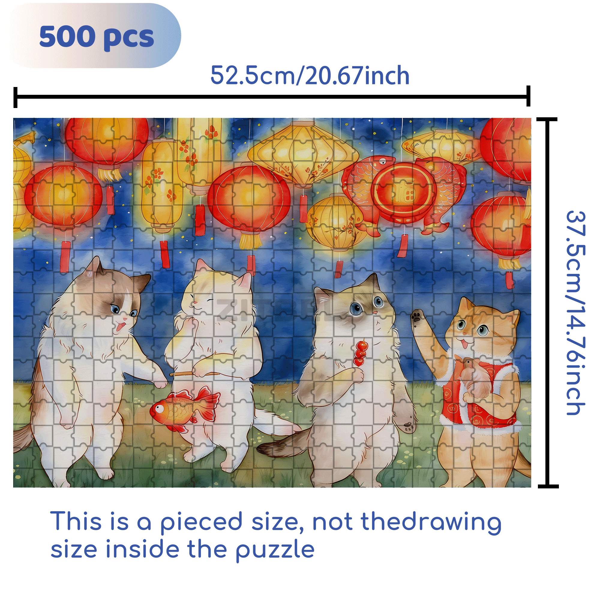 Cat's Feast 500pcs/1000pcs Jigsaw Puzzle, Scratch-Resistant, Interactive Family Game & Brain-Boosting DIY Decor, Perfect for Halloween, Christmas & New Year Gifts, Family Puzzle Game
