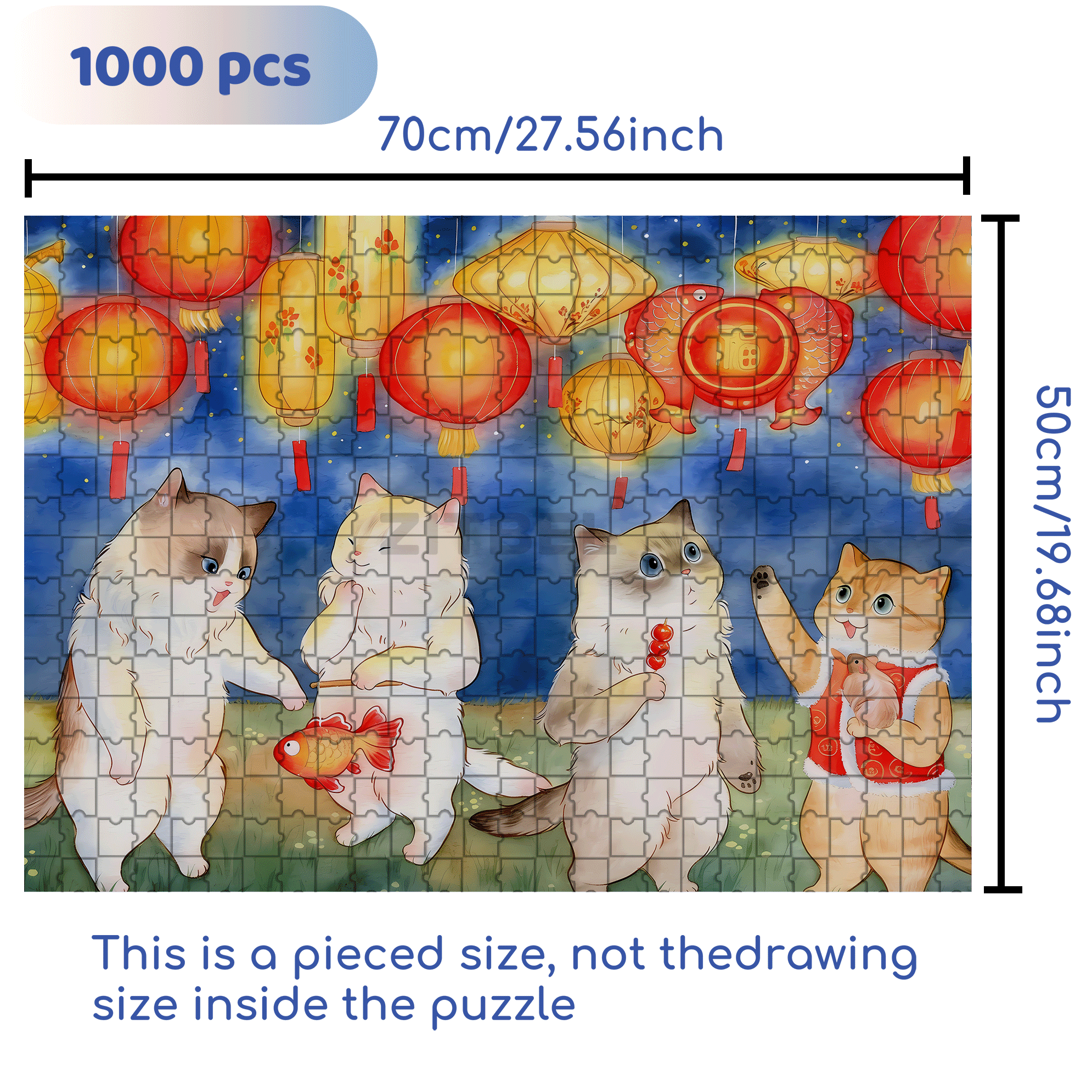 Cat's Feast 500pcs/1000pcs Jigsaw Puzzle, Scratch-Resistant, Interactive Family Game & Brain-Boosting DIY Decor, Perfect for Halloween, Christmas & New Year Gifts, Family Puzzle Game