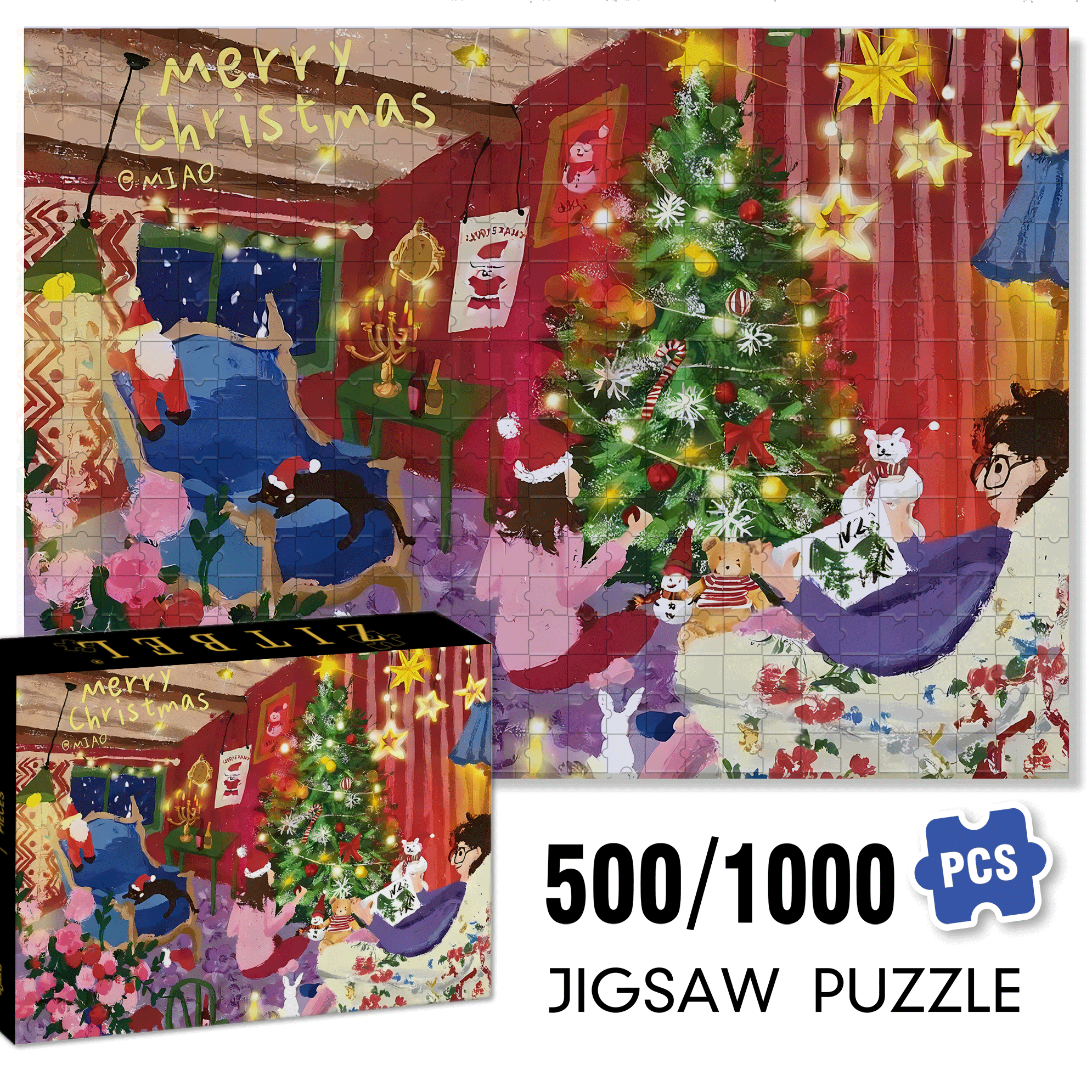 Christmas Attic 2 500pcs/1000pcs Jigsaw Puzzle, Scratch-Resistant, Interactive Family Game & Brain-Boosting DIY Decor, Perfect for Halloween, Christmas & New Year Gifts, Family Puzzle Game