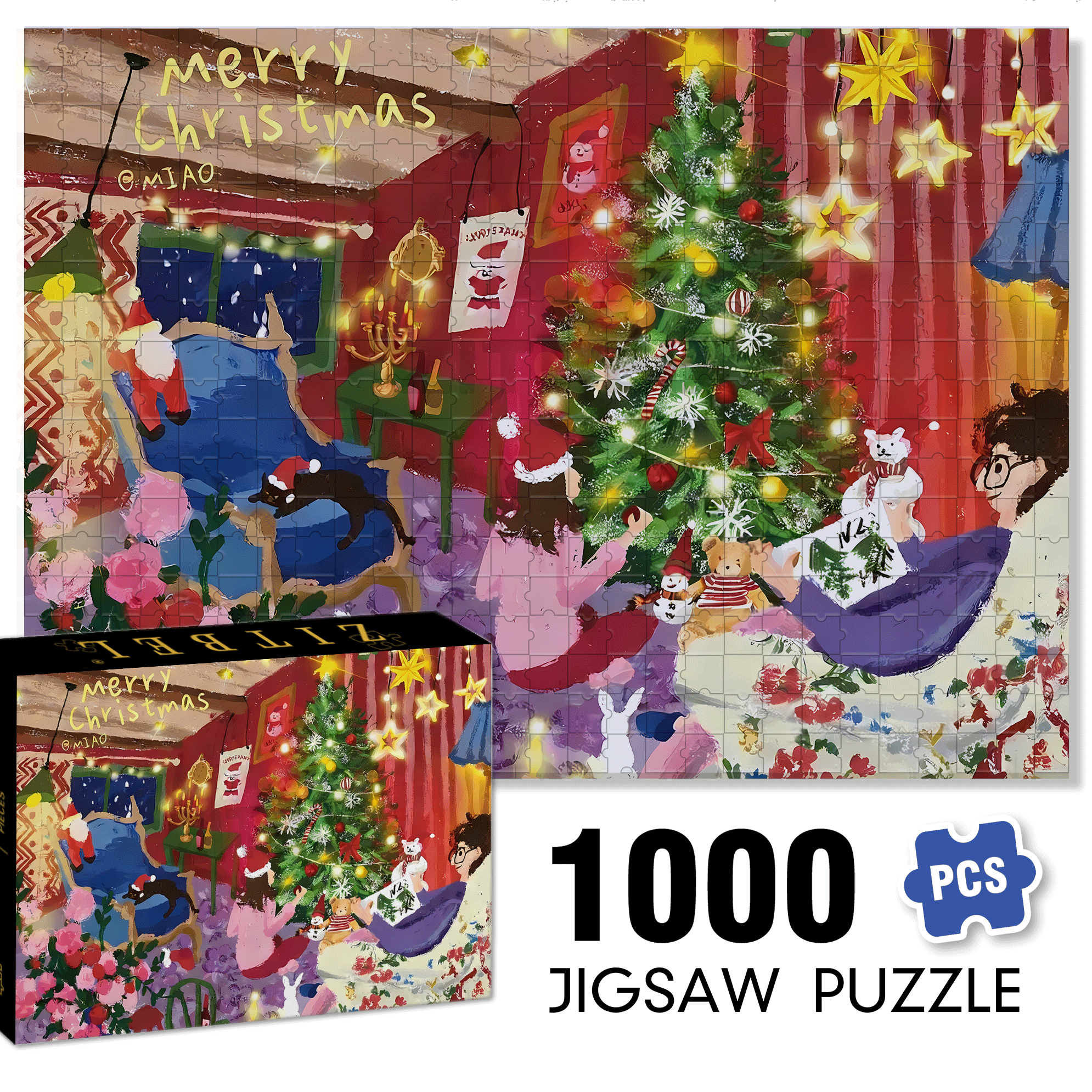 Christmas Attic 2 500pcs/1000pcs Jigsaw Puzzle, Scratch-Resistant, Interactive Family Game & Brain-Boosting DIY Decor, Perfect for Halloween, Christmas & New Year Gifts, Family Puzzle Game