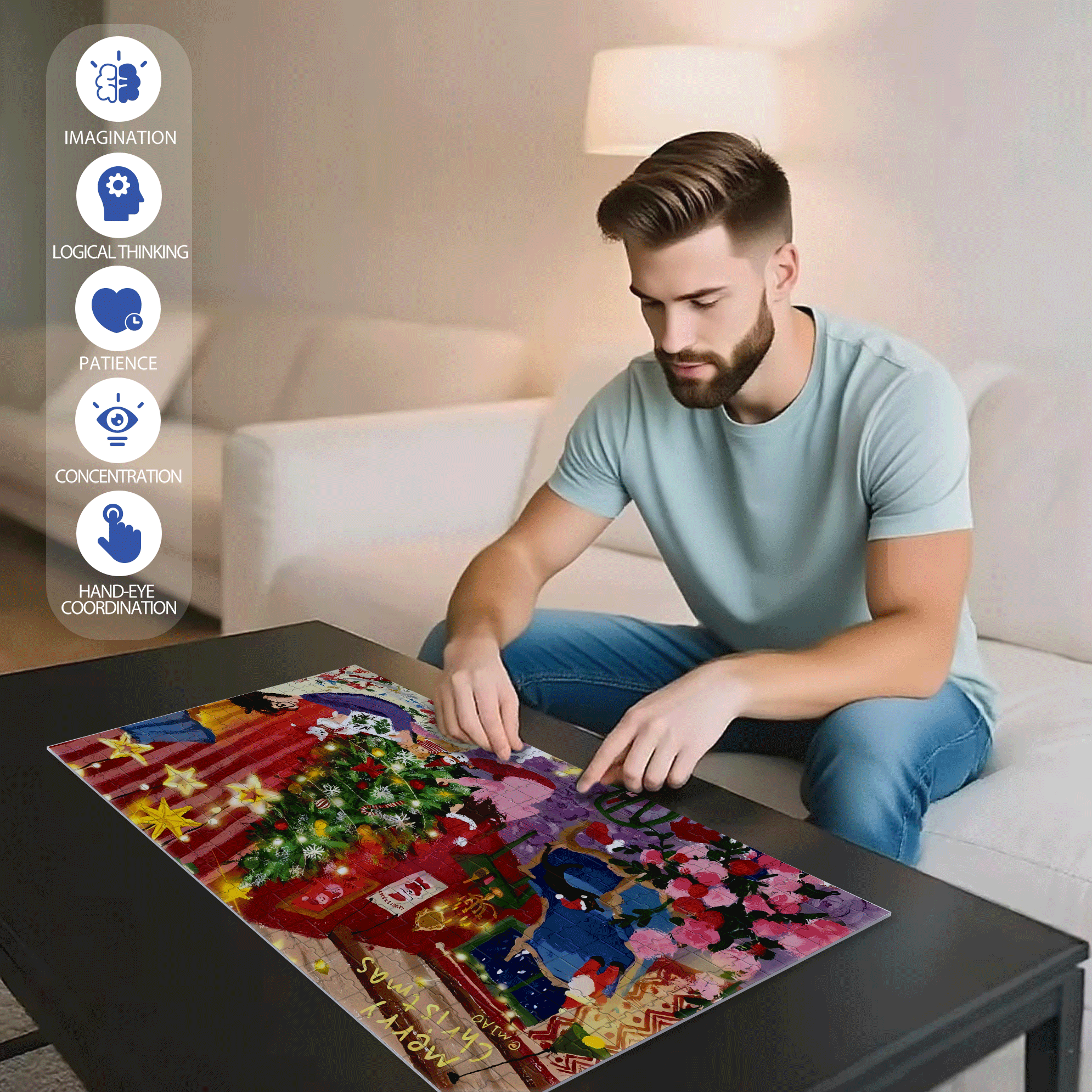 Christmas Attic 2 500pcs/1000pcs Jigsaw Puzzle, Scratch-Resistant, Interactive Family Game & Brain-Boosting DIY Decor, Perfect for Halloween, Christmas & New Year Gifts, Family Puzzle Game