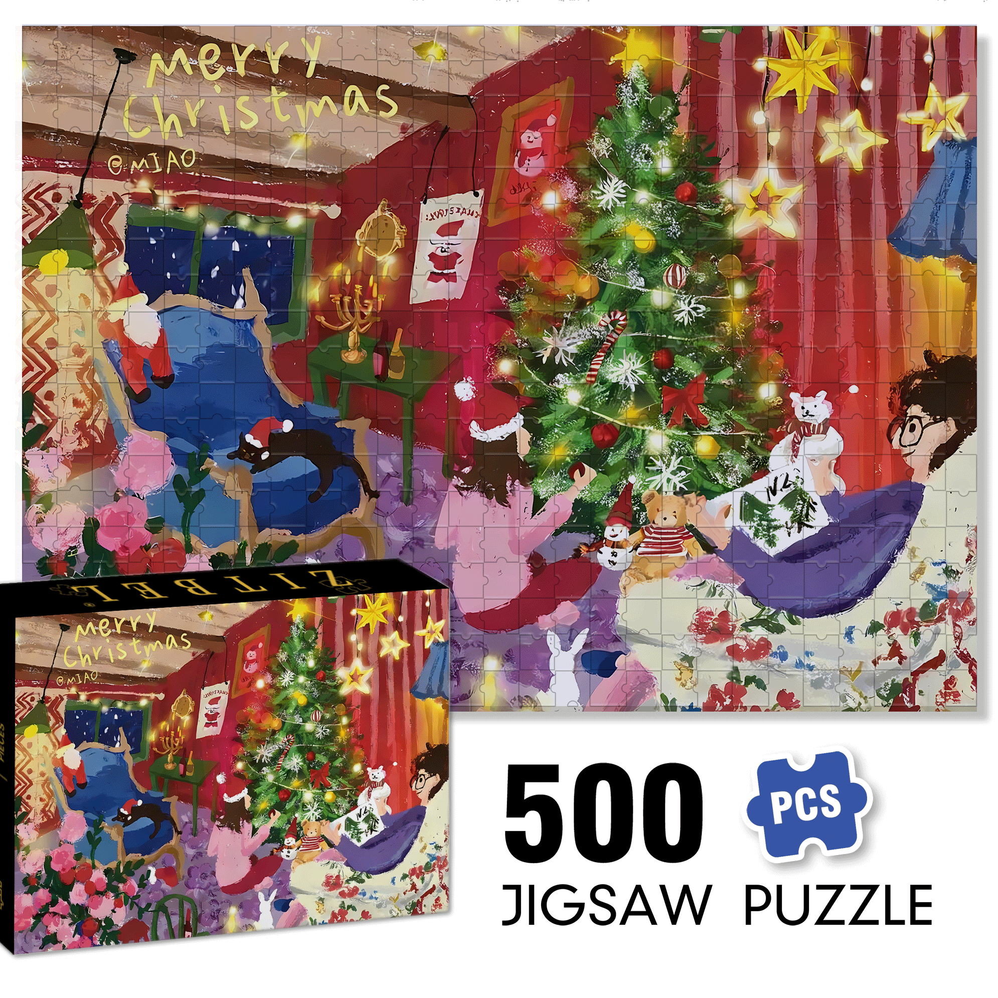 Christmas Attic 2 500pcs/1000pcs Jigsaw Puzzle, Scratch-Resistant, Interactive Family Game & Brain-Boosting DIY Decor, Perfect for Halloween, Christmas & New Year Gifts, Family Puzzle Game
