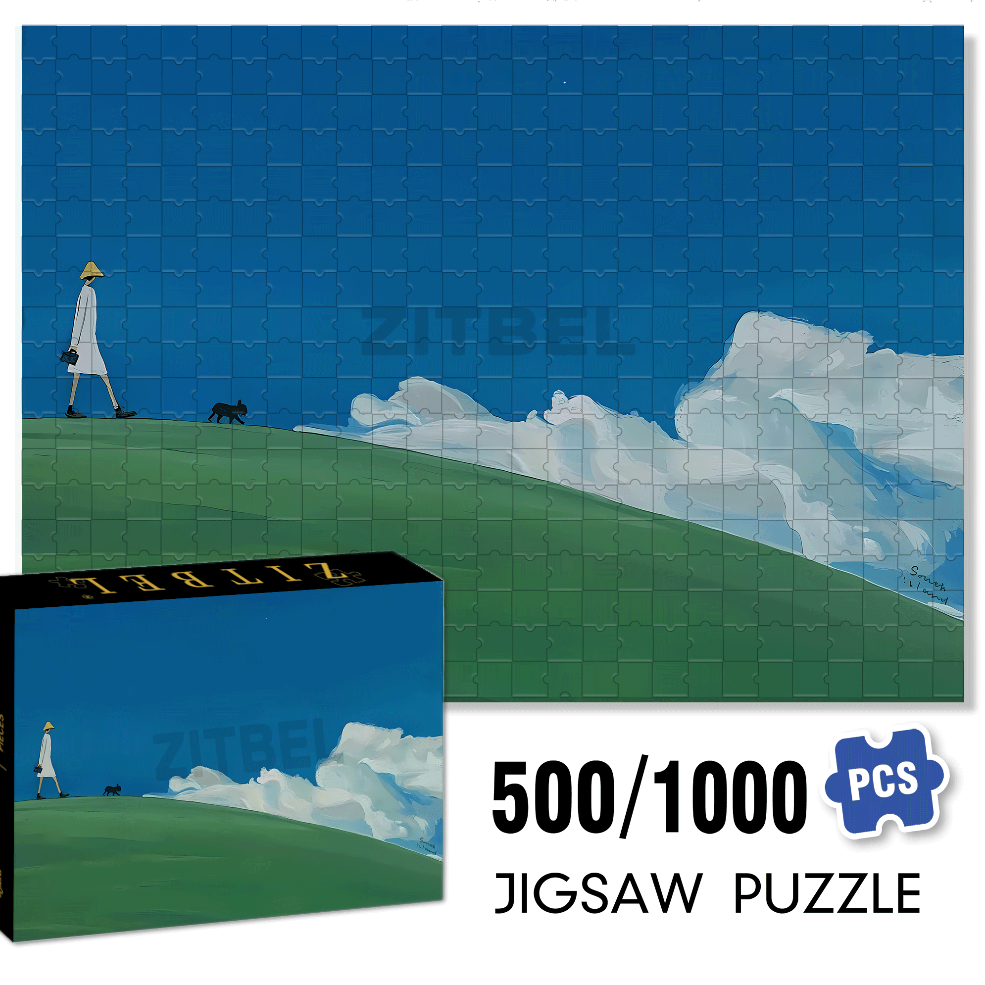 Cloud Walk 500pcs/1000pcs Jigsaw Puzzle, Scratch-Resistant, Interactive Family Game & Brain-Boosting DIY Decor, Perfect for Halloween, Christmas & New Year Gifts, Family Puzzle Game