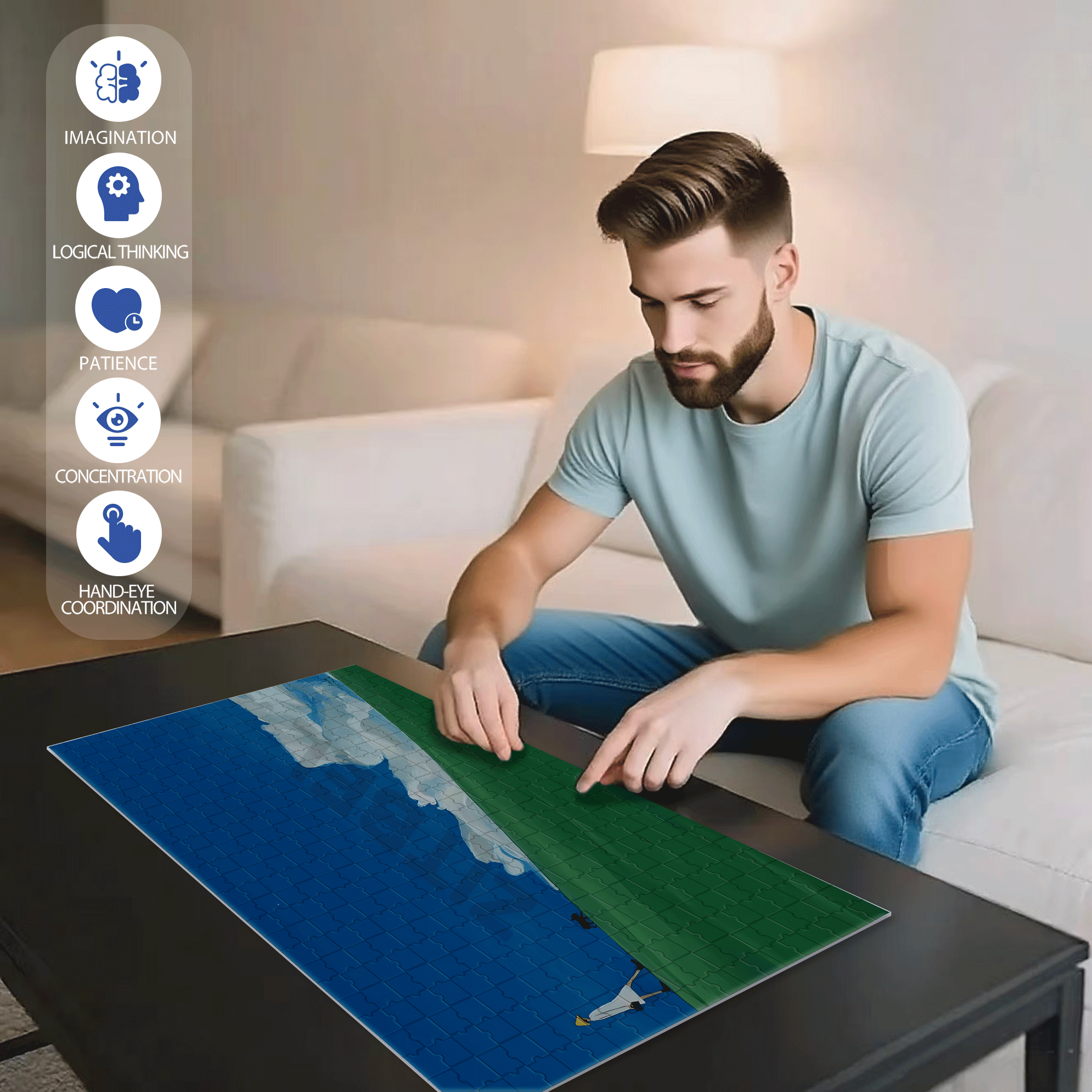 Cloud Walk 500pcs/1000pcs Jigsaw Puzzle, Scratch-Resistant, Interactive Family Game & Brain-Boosting DIY Decor, Perfect for Halloween, Christmas & New Year Gifts, Family Puzzle Game
