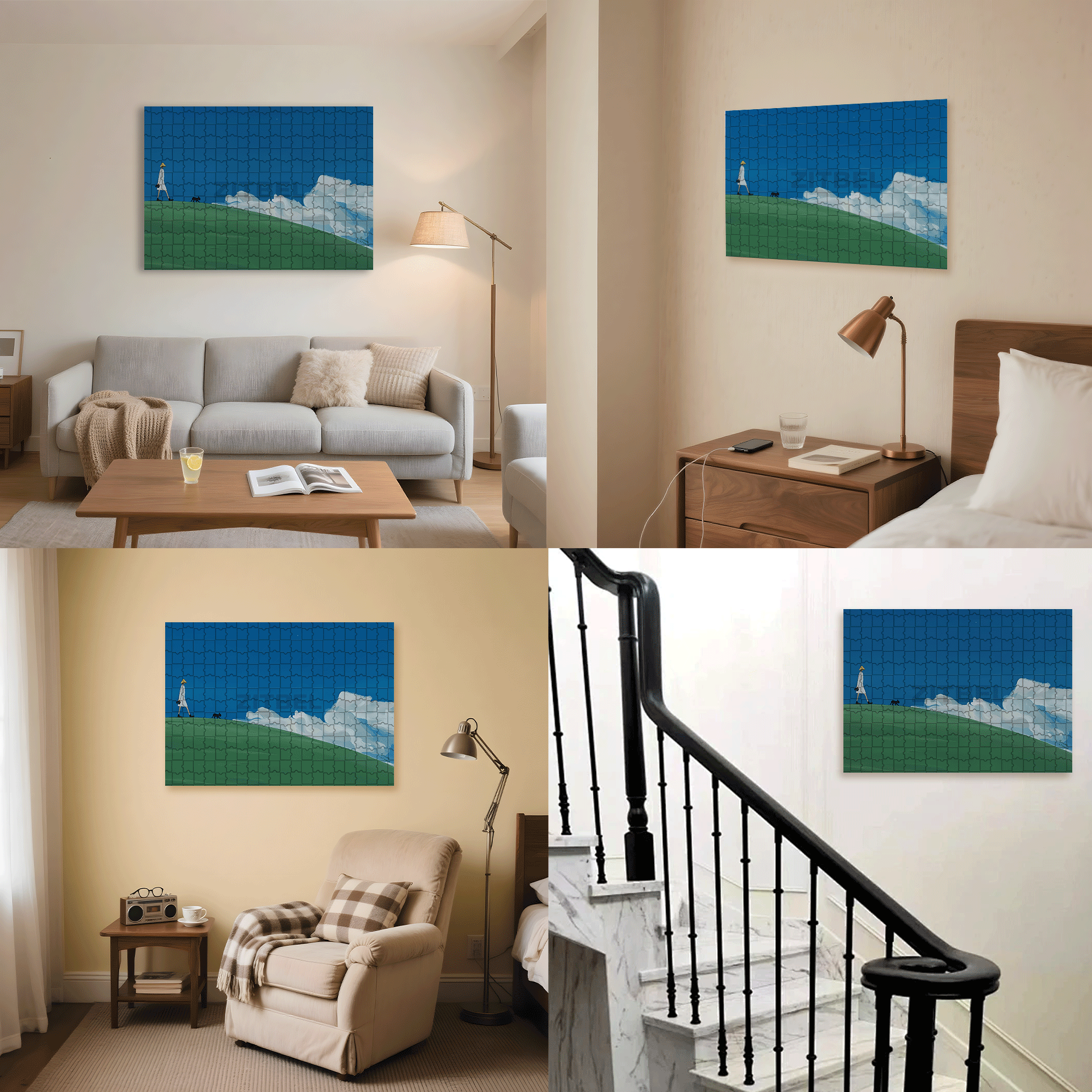Cloud Walk 500pcs/1000pcs Jigsaw Puzzle, Scratch-Resistant, Interactive Family Game & Brain-Boosting DIY Decor, Perfect for Halloween, Christmas & New Year Gifts, Family Puzzle Game