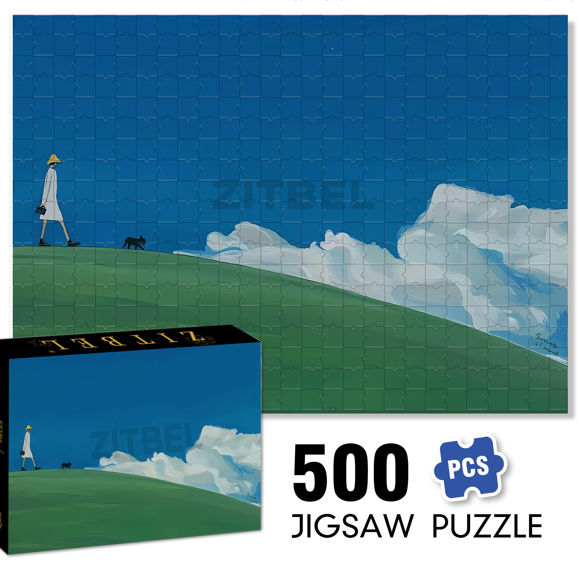 Cloud Walk 500pcs/1000pcs Jigsaw Puzzle, Scratch-Resistant, Interactive Family Game & Brain-Boosting DIY Decor, Perfect for Halloween, Christmas & New Year Gifts, Family Puzzle Game