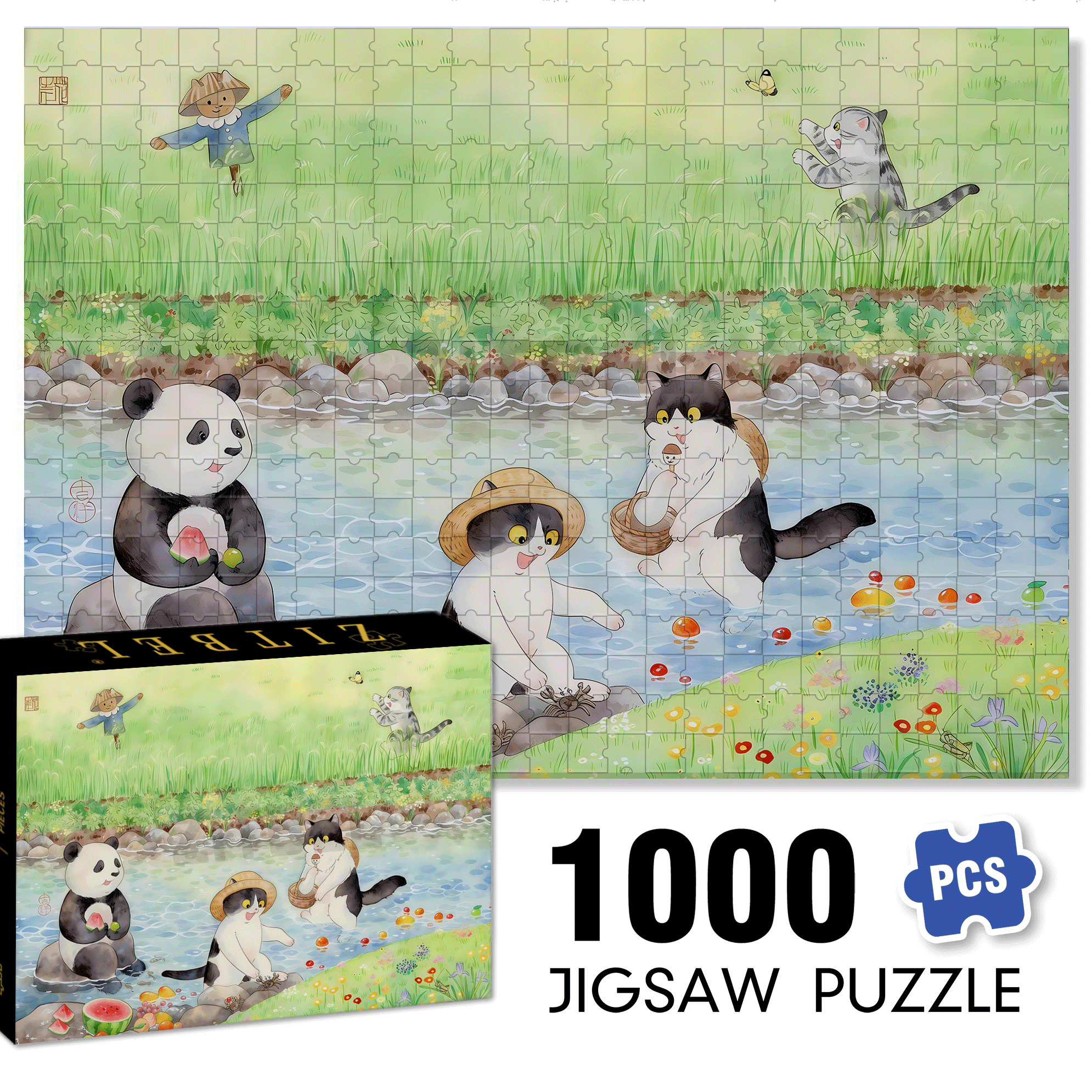 Field Fun 500pcs/1000pcs Jigsaw Puzzle, Scratch-Resistant, Interactive Family Game & Brain-Boosting DIY Decor, Perfect for Halloween, Christmas & New Year Gifts, Family Puzzle Game