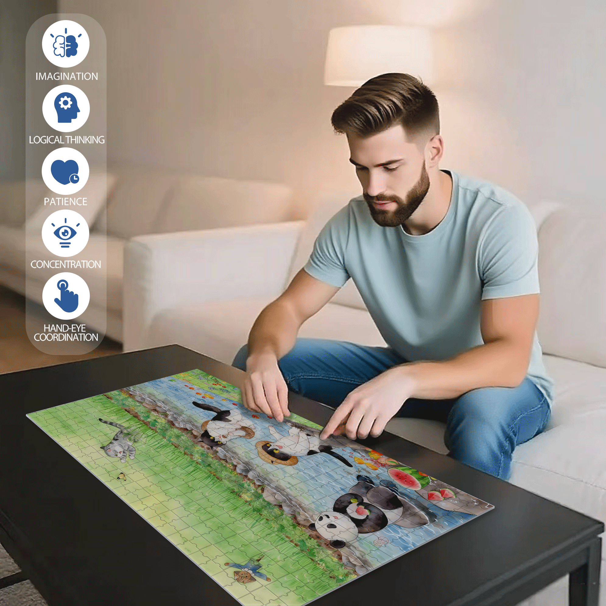 Field Fun 500pcs/1000pcs Jigsaw Puzzle, Scratch-Resistant, Interactive Family Game & Brain-Boosting DIY Decor, Perfect for Halloween, Christmas & New Year Gifts, Family Puzzle Game