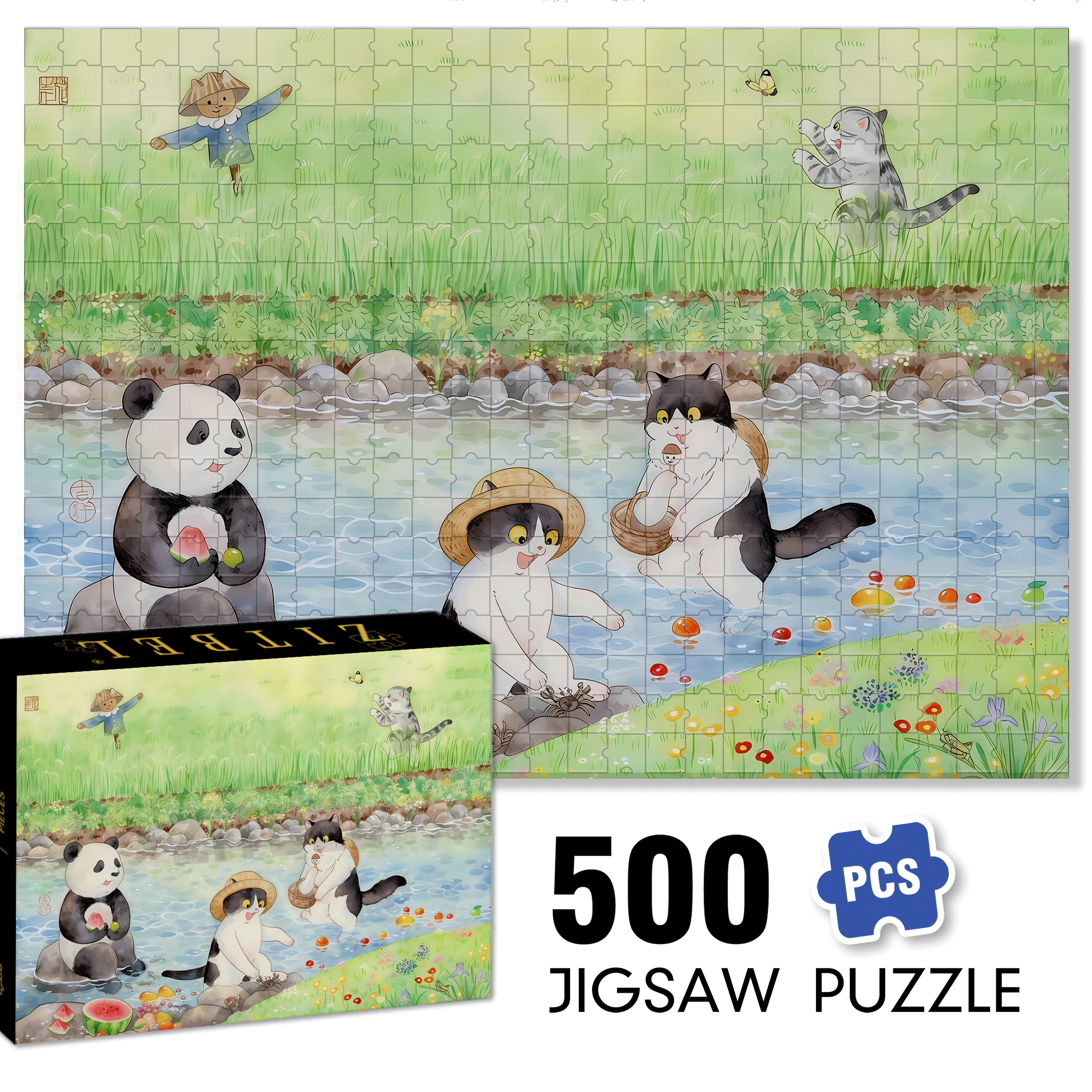 Field Fun 500pcs/1000pcs Jigsaw Puzzle, Scratch-Resistant, Interactive Family Game & Brain-Boosting DIY Decor, Perfect for Halloween, Christmas & New Year Gifts, Family Puzzle Game