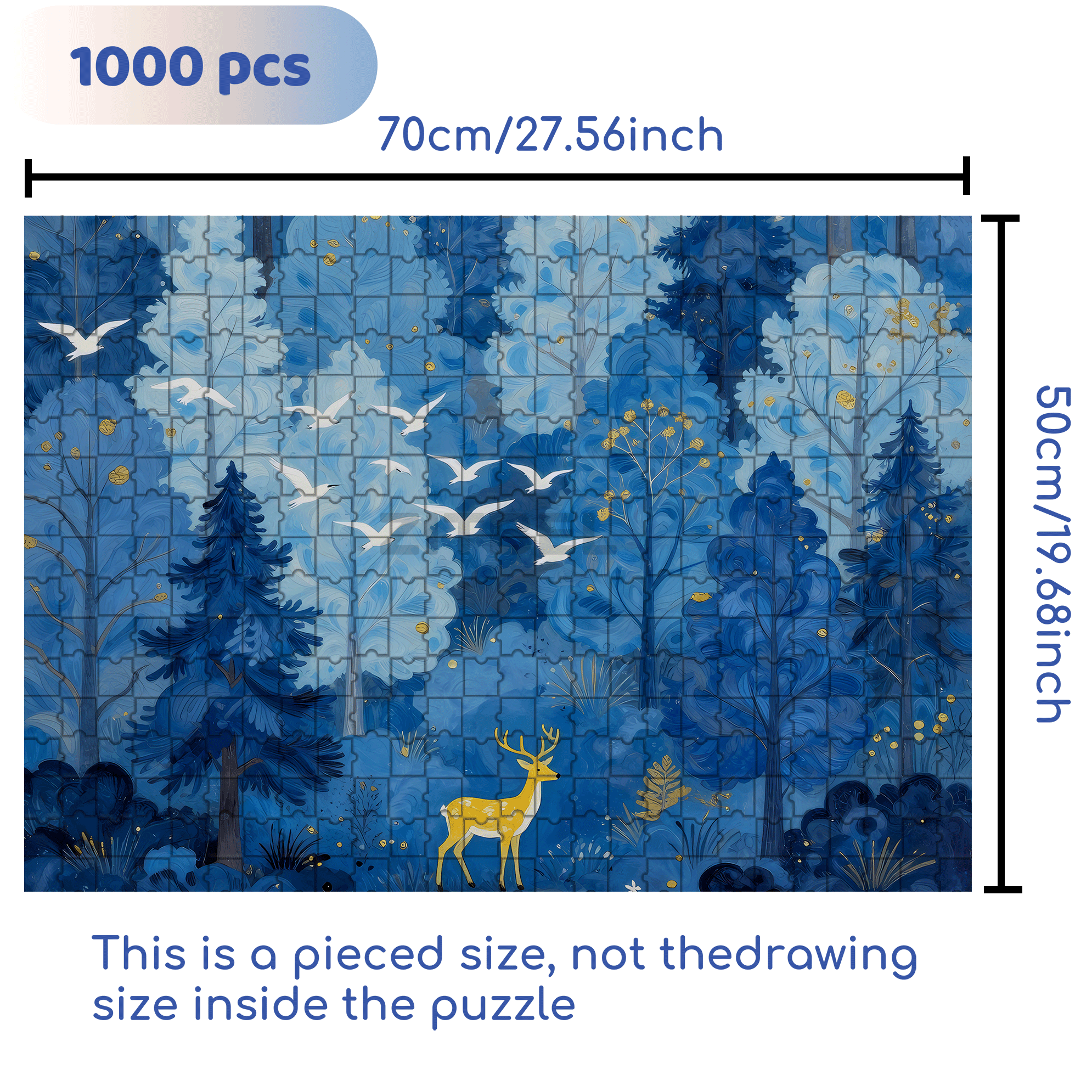 Forest Deer 500pcs/1000pcs Jigsaw Puzzle, Scratch-Resistant, Interactive Family Game & Brain-Boosting DIY Decor, Perfect for Halloween, Christmas & New Year Gifts, Family Puzzle Game