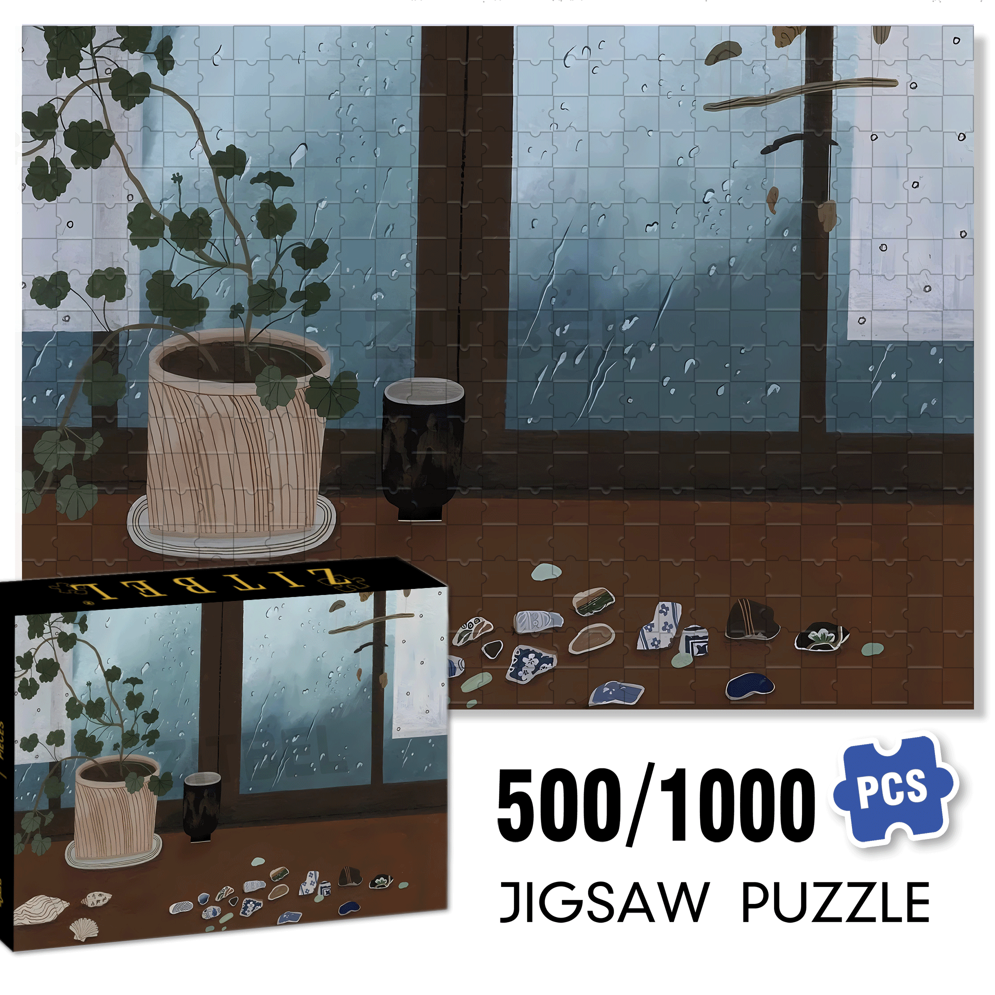 Fragments of Time 500pcs/1000pcs Jigsaw Puzzle, Scratch-Resistant, Interactive Family Game & Brain-Boosting DIY Decor, Perfect for Halloween, Christmas & New Year Gifts, Family Puzzle Game