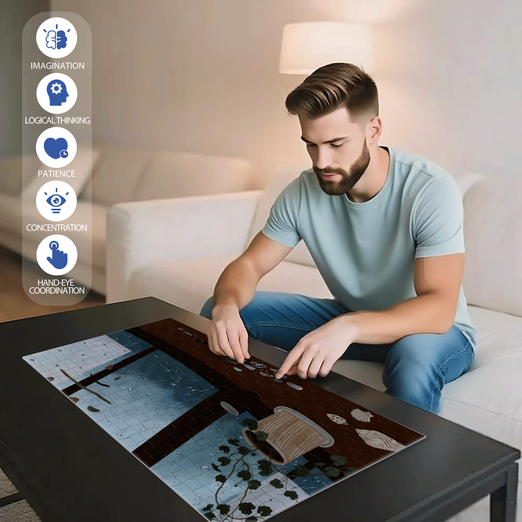 Fragments of Time 500pcs/1000pcs Jigsaw Puzzle, Scratch-Resistant, Interactive Family Game & Brain-Boosting DIY Decor, Perfect for Halloween, Christmas & New Year Gifts, Family Puzzle Game