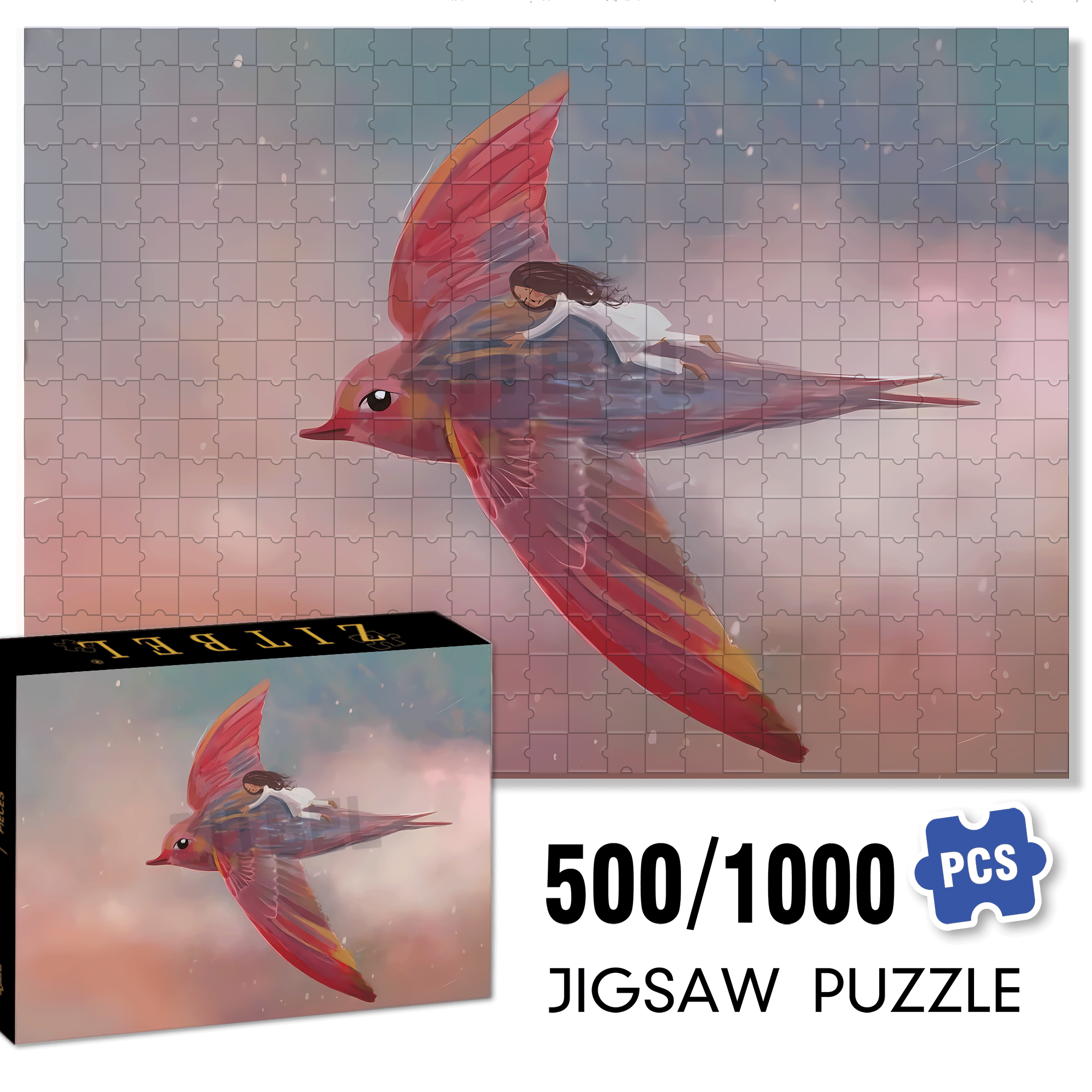 Free Flying 2 500pcs/1000pcs Jigsaw Puzzle, Scratch-Resistant, Interactive Family Game & Brain-Boosting DIY Decor, Perfect for Halloween, Christmas & New Year Gifts, Family Puzzle Game