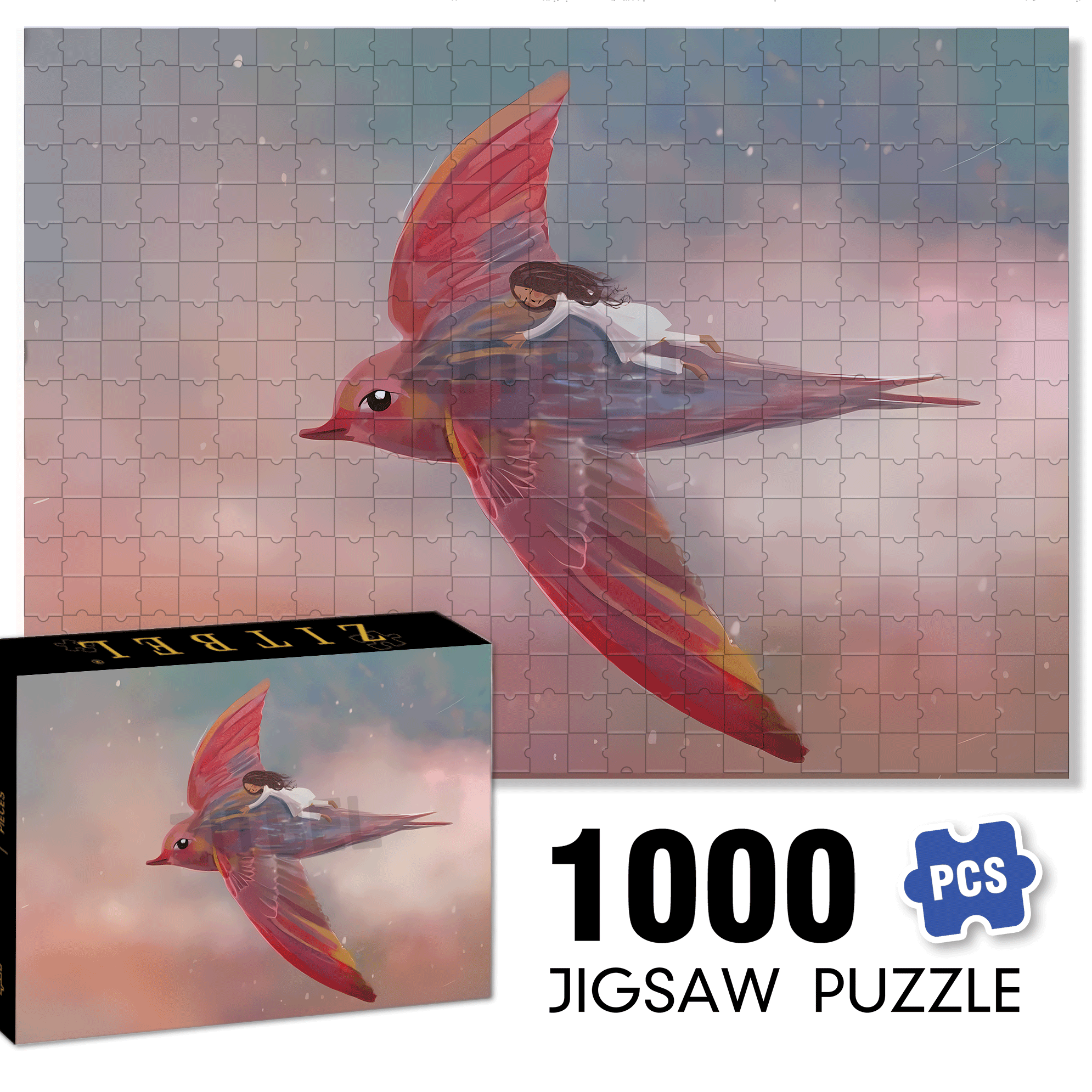 Free Flying 2 500pcs/1000pcs Jigsaw Puzzle, Scratch-Resistant, Interactive Family Game & Brain-Boosting DIY Decor, Perfect for Halloween, Christmas & New Year Gifts, Family Puzzle Game
