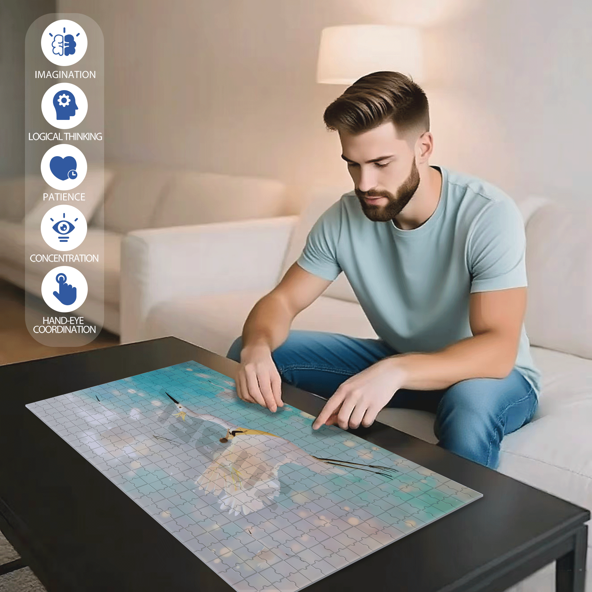 Free Flying 500pcs/1000pcs Jigsaw Puzzle, Scratch-Resistant, Interactive Family Game & Brain-Boosting DIY Decor, Perfect for Halloween, Christmas & New Year Gifts, Family Puzzle Game