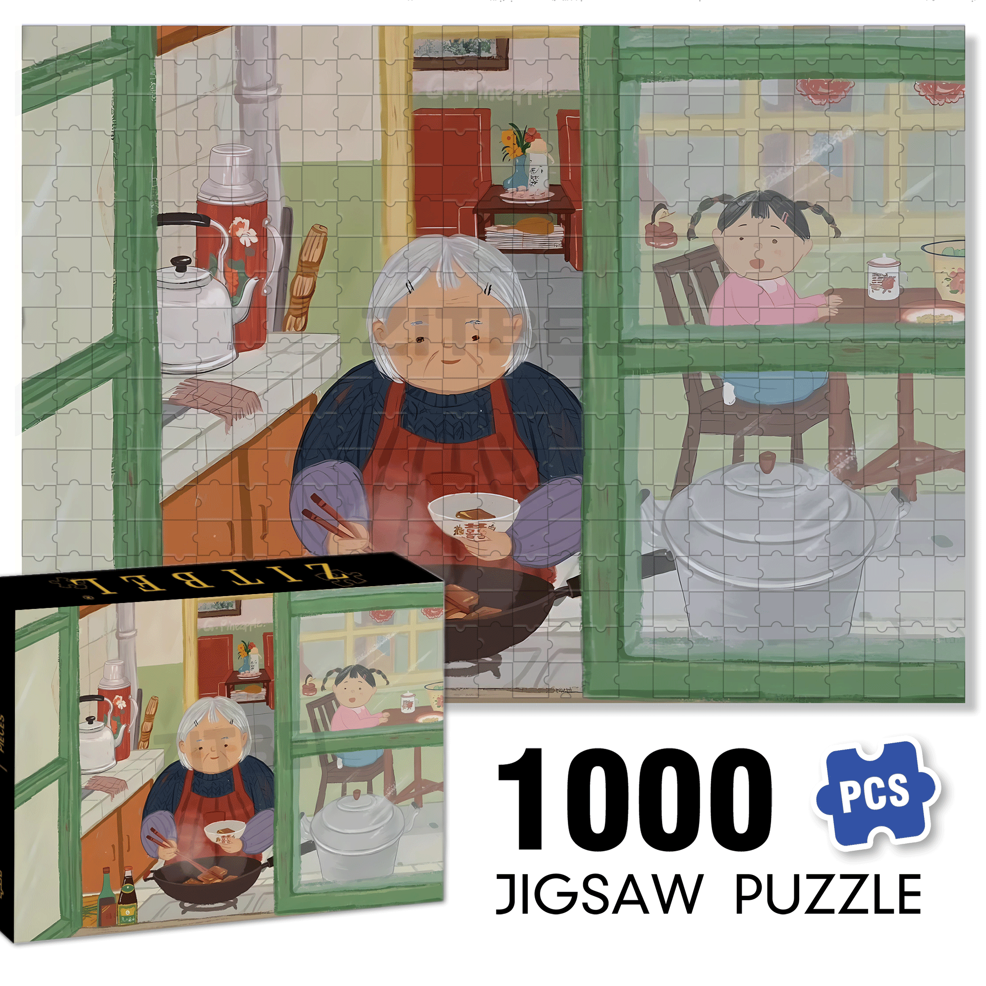 Grandma And The Little Me 2 500pcs/1000pcs Jigsaw Puzzle, Scratch-Resistant, Interactive Family Game & Brain-Boosting DIY Decor, Perfect for Halloween, Christmas & New Year Gifts, Family Puzzle Game