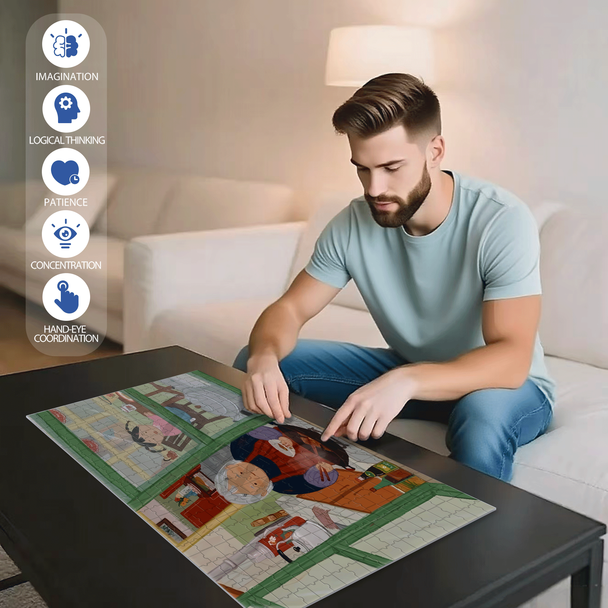Grandma And The Little Me 2 500pcs/1000pcs Jigsaw Puzzle, Scratch-Resistant, Interactive Family Game & Brain-Boosting DIY Decor, Perfect for Halloween, Christmas & New Year Gifts, Family Puzzle Game