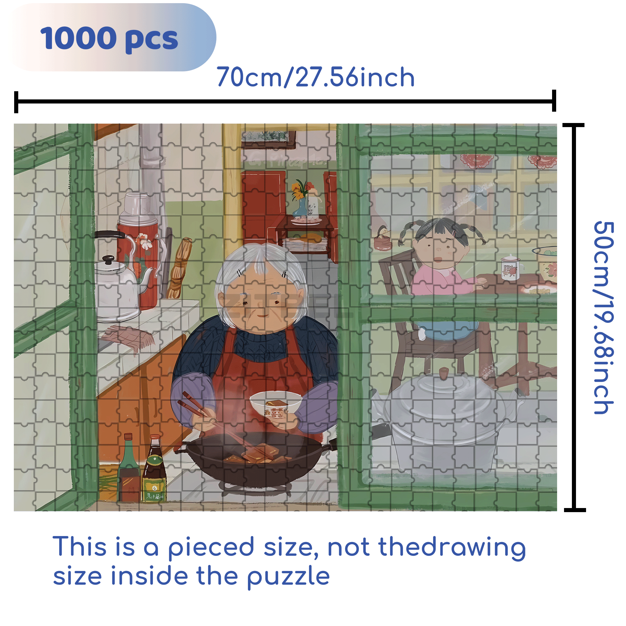 Grandma And The Little Me 2 500pcs/1000pcs Jigsaw Puzzle, Scratch-Resistant, Interactive Family Game & Brain-Boosting DIY Decor, Perfect for Halloween, Christmas & New Year Gifts, Family Puzzle Game
