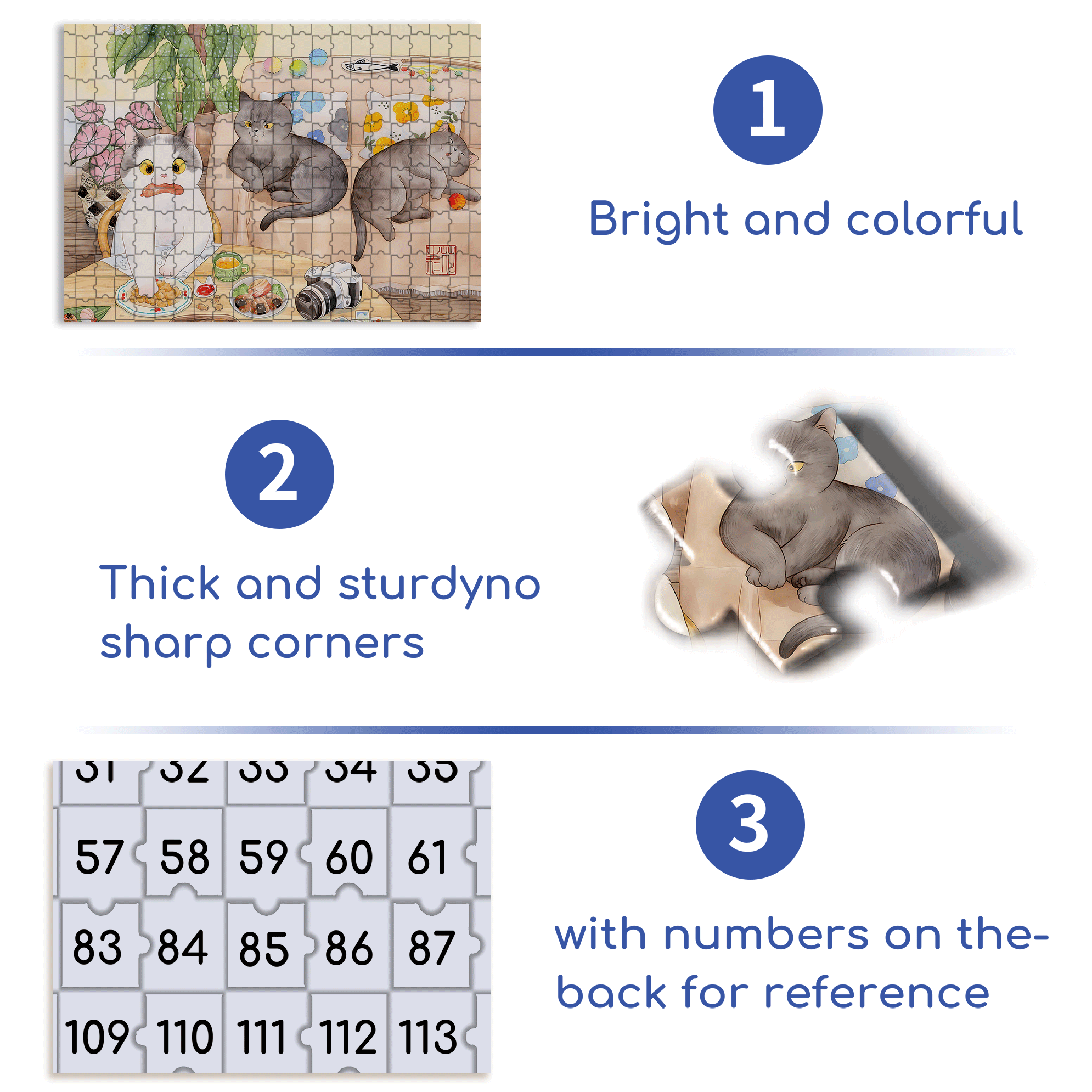 Greedy Cat  500pcs/1000pcs Jigsaw Puzzle, Scratch-Resistant, Interactive Family Game & Brain-Boosting DIY Decor, Perfect for Halloween, Christmas & New Year Gifts, Family Puzzle Game