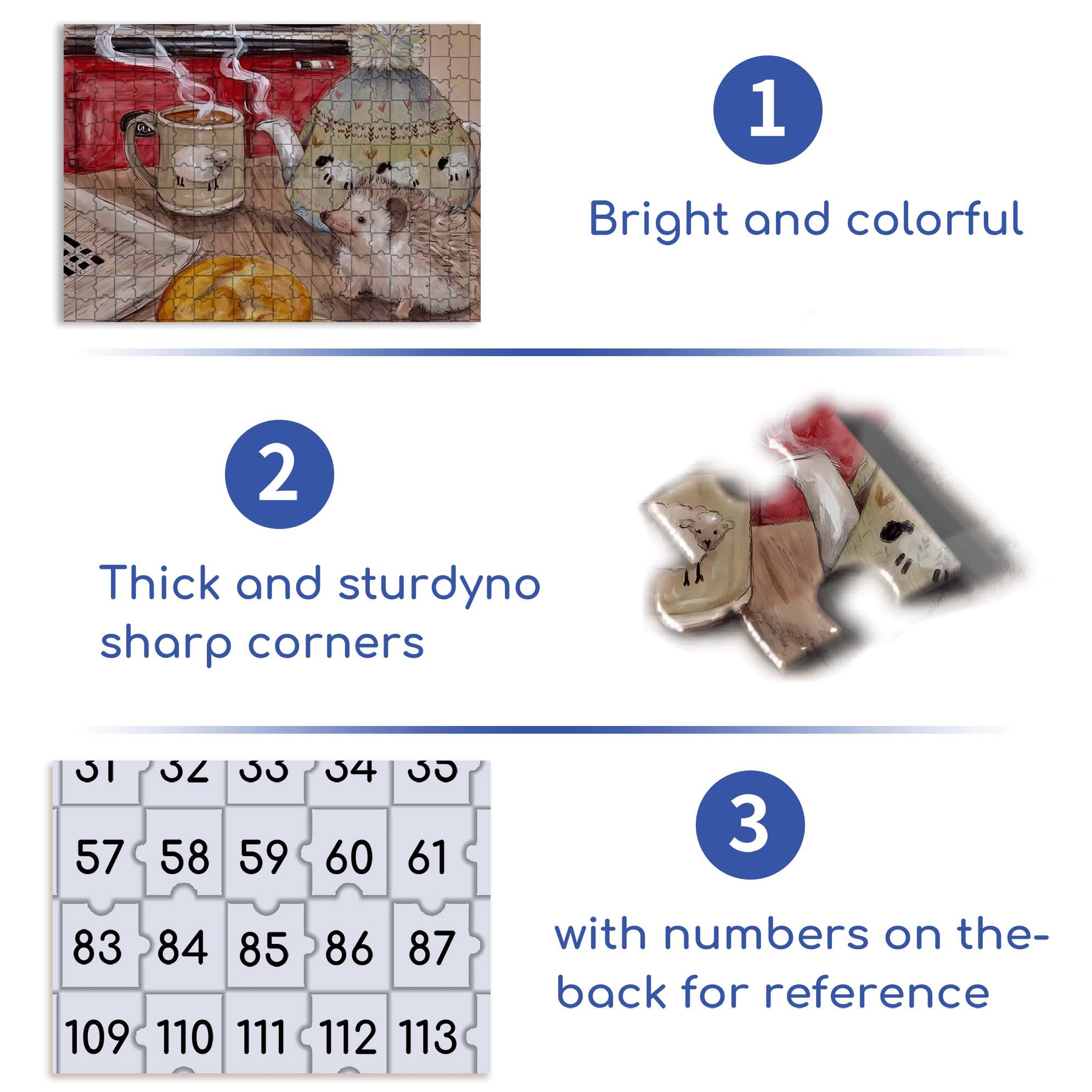 Hedgehog Baby's Afternoon Tea 500pcs/1000pcs Jigsaw Puzzle, Scratch-Resistant, Interactive Family Game & Brain-Boosting DIY Decor, Perfect for Halloween, Christmas & New Year Gifts, Family Puzzle Game