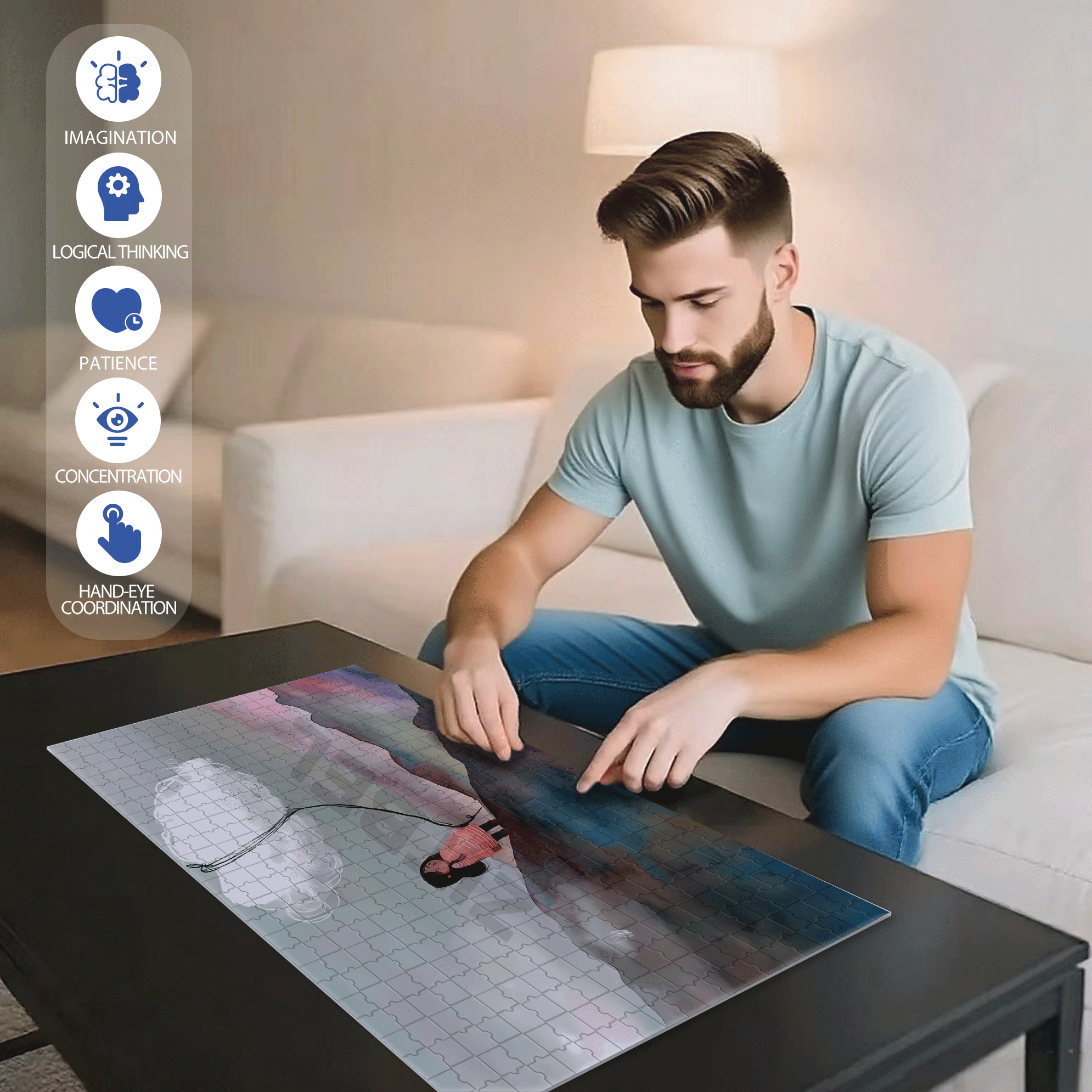 Inspiration Fragments 5 500pcs/1000pcs Jigsaw Puzzle, Scratch-Resistant, Interactive Family Game & Brain-Boosting DIY Decor, Perfect for Halloween, Christmas & New Year Gifts, Family Puzzle Game