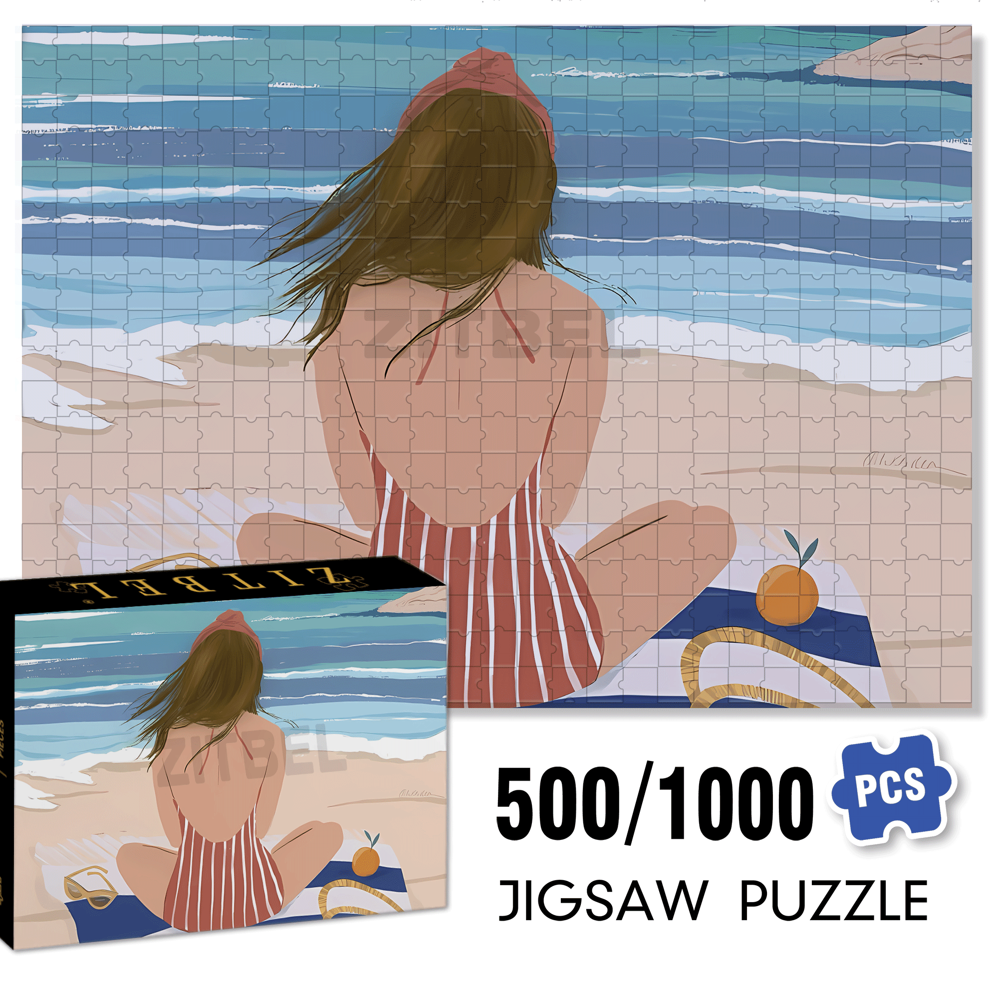 Listen To The Sound Of Summer 500pcs/1000pcs Jigsaw Puzzle, Scratch-Resistant, Interactive Family Game & Brain-Boosting DIY Decor, Perfect for Halloween, Christmas & New Year Gifts, Family Puzzle Game