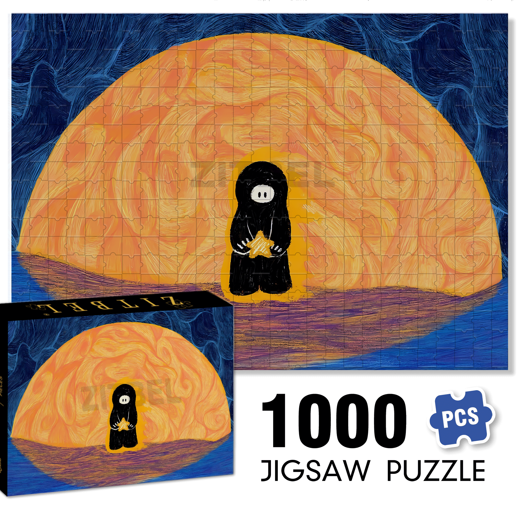Lonely Mood 500pcs/1000pcs Jigsaw Puzzle, Scratch-Resistant, Interactive Family Game & Brain-Boosting DIY Decor, Perfect for Halloween, Christmas & New Year Gifts, Family Puzzle Game