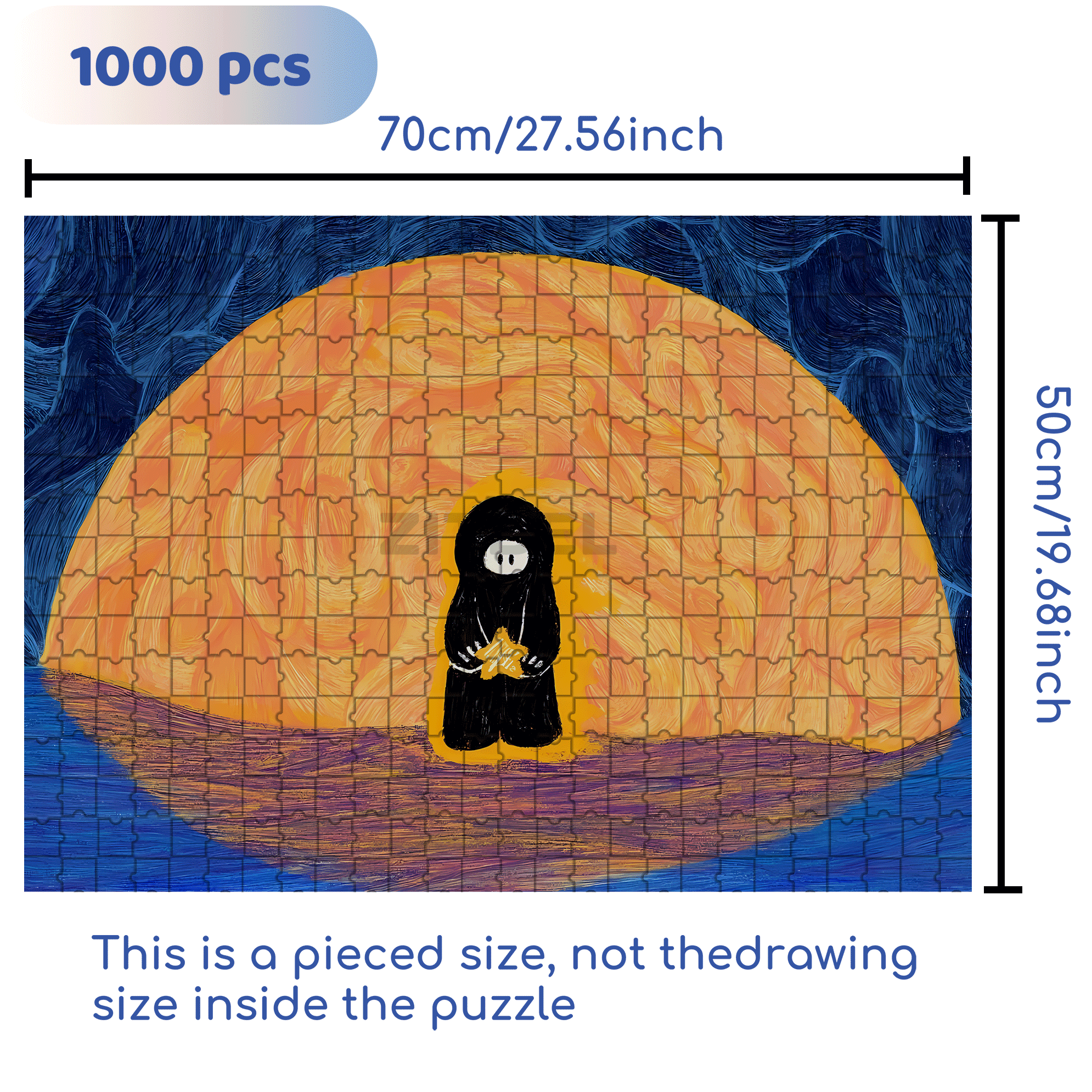 Lonely Mood 500pcs/1000pcs Jigsaw Puzzle, Scratch-Resistant, Interactive Family Game & Brain-Boosting DIY Decor, Perfect for Halloween, Christmas & New Year Gifts, Family Puzzle Game