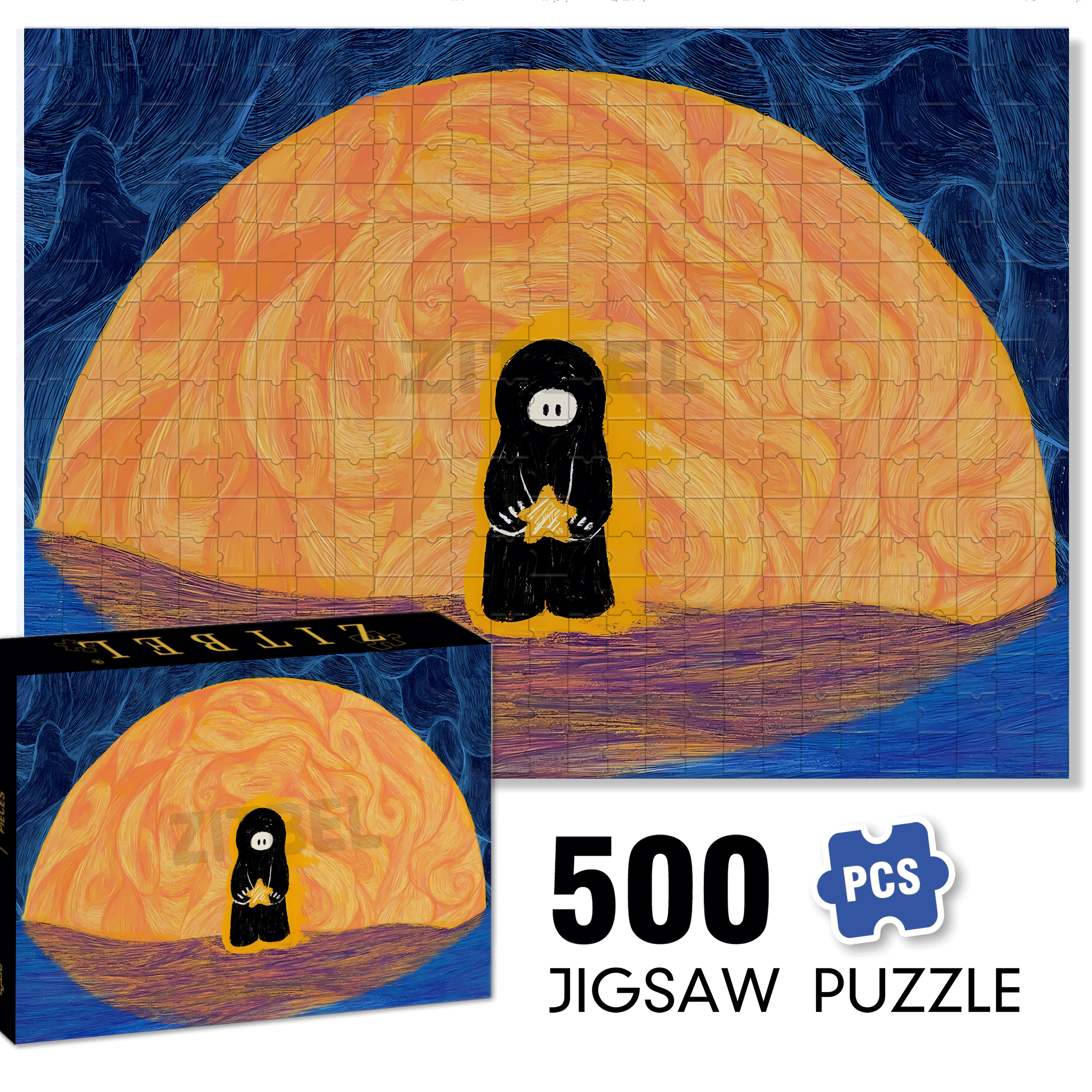Lonely Mood 500pcs/1000pcs Jigsaw Puzzle, Scratch-Resistant, Interactive Family Game & Brain-Boosting DIY Decor, Perfect for Halloween, Christmas & New Year Gifts, Family Puzzle Game