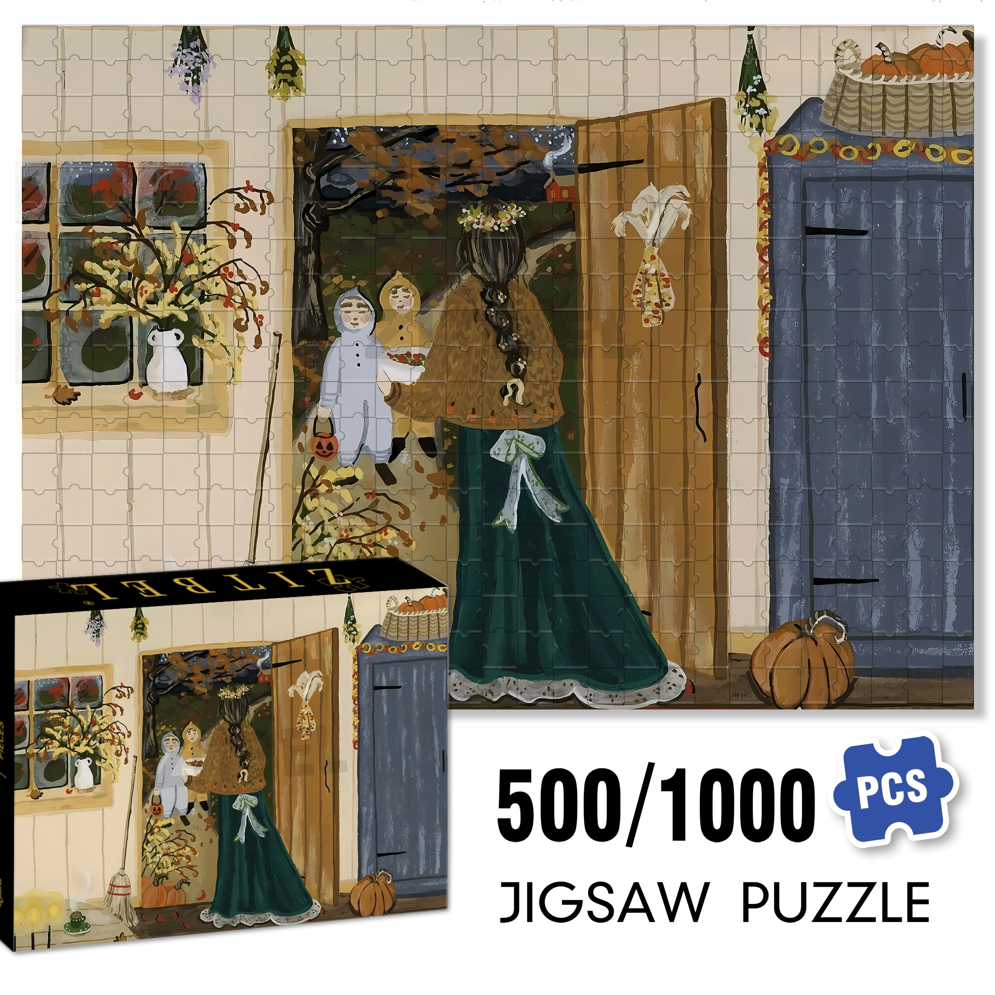 On The Way Home 500pcs/1000pcs Jigsaw Puzzle, Scratch-Resistant, Interactive Family Game & Brain-Boosting DIY Decor, Perfect for Halloween, Christmas & New Year Gifts, Family Puzzle Game